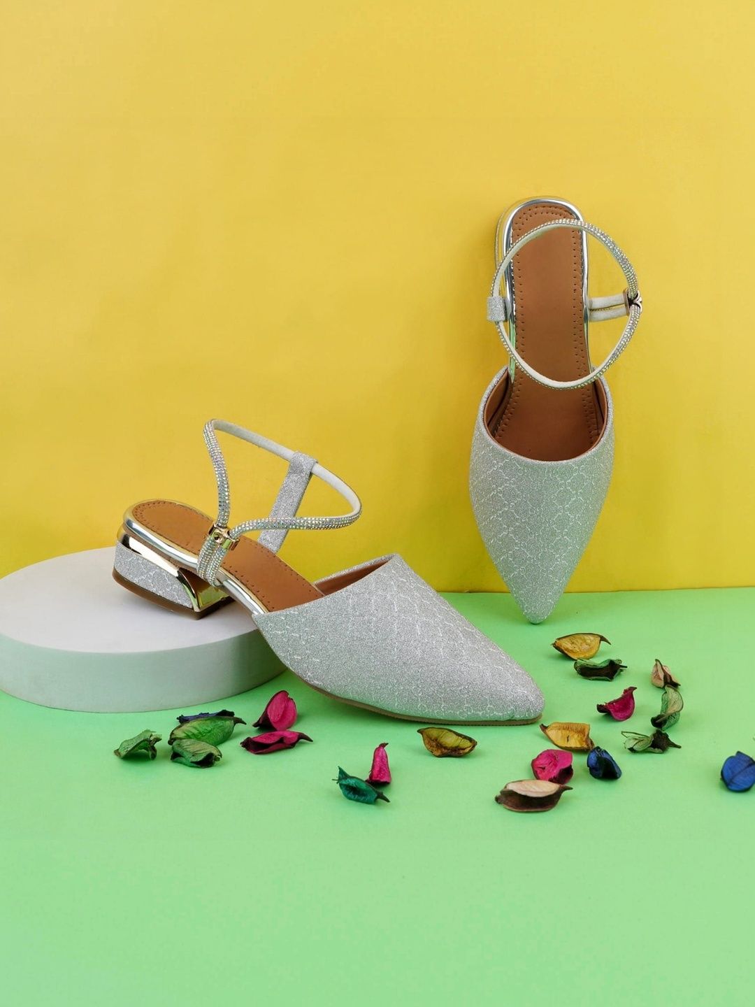LMG Lifestyle Girls Textured Party Block Mules-picture-10