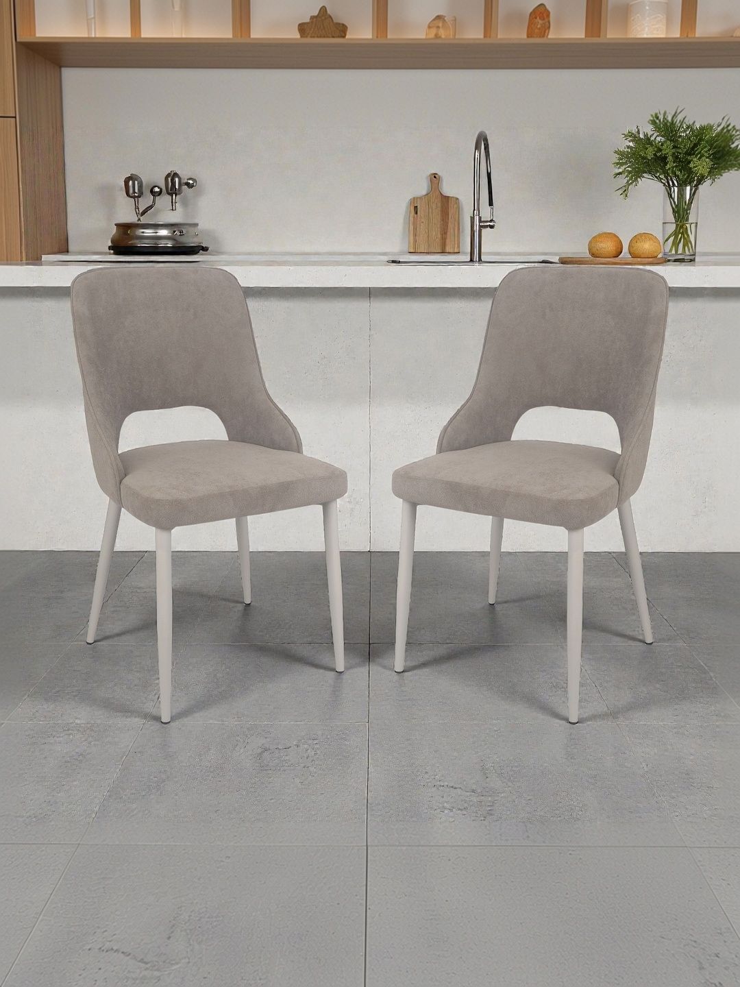 THE ATTIC 2-Pcs Beige & White Dining Chairs