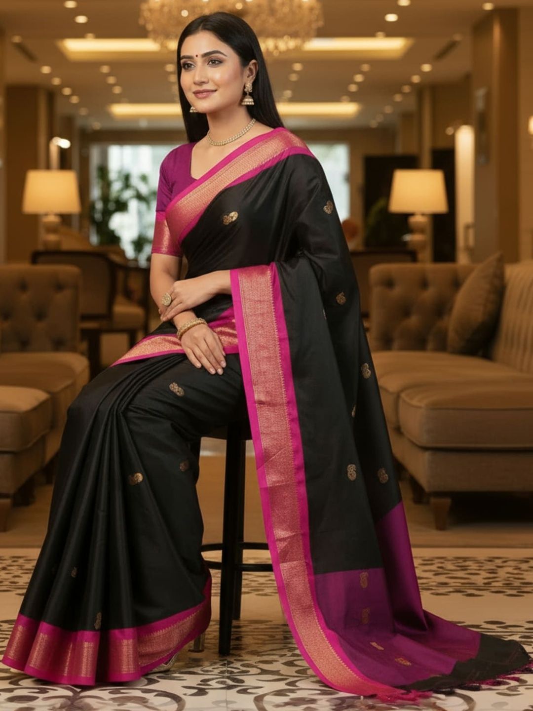 KALINI Ethnic Motifs Zari Art Silk Kanjeevaram Saree-picture-32