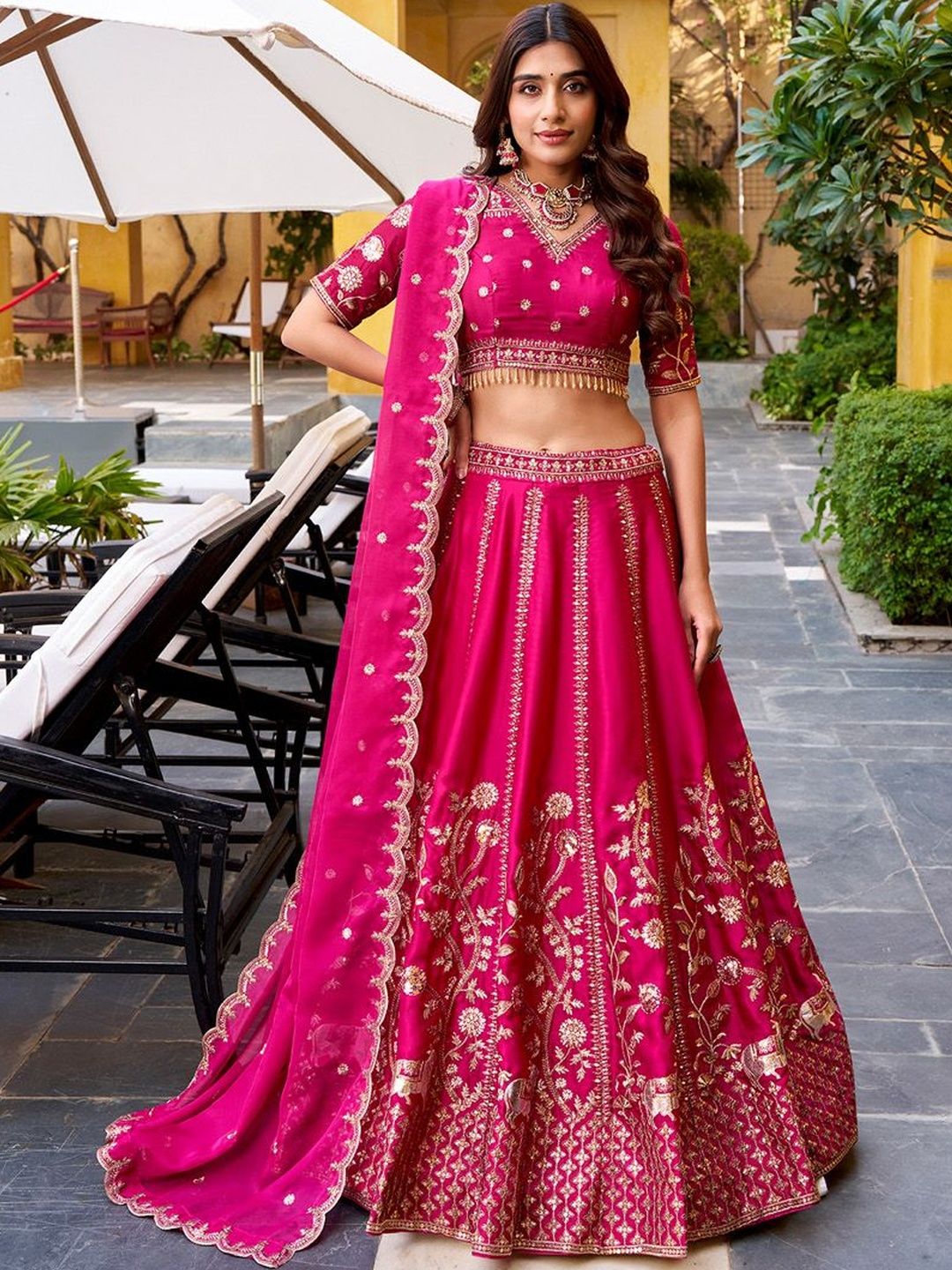 LOOKNBOOK ART Embroidered Semi-Stitched Lehenga & Blouse With Dupatta