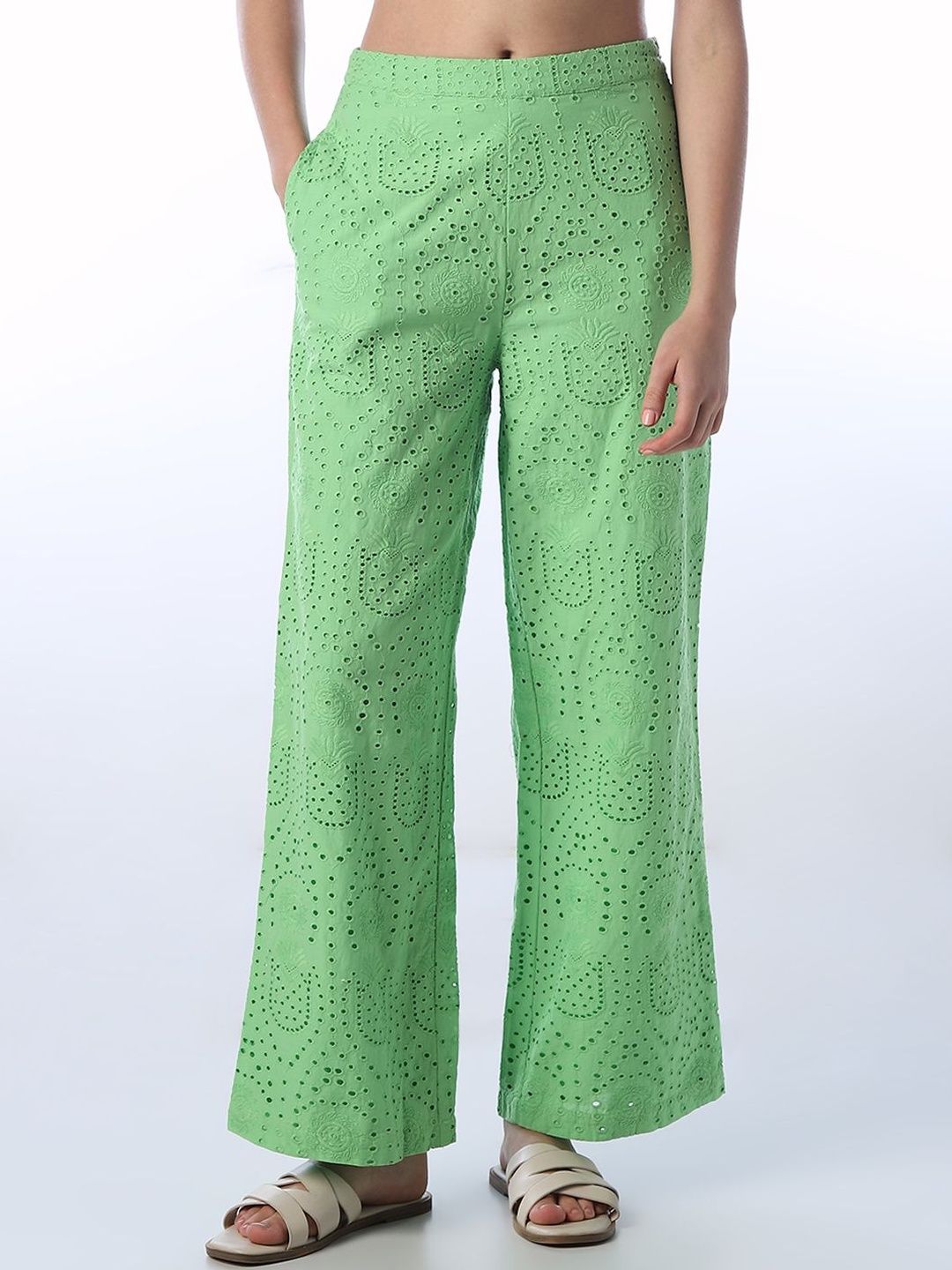 ONLY Women Embroidered Straight Fit High-Rise Trousers-picture-25