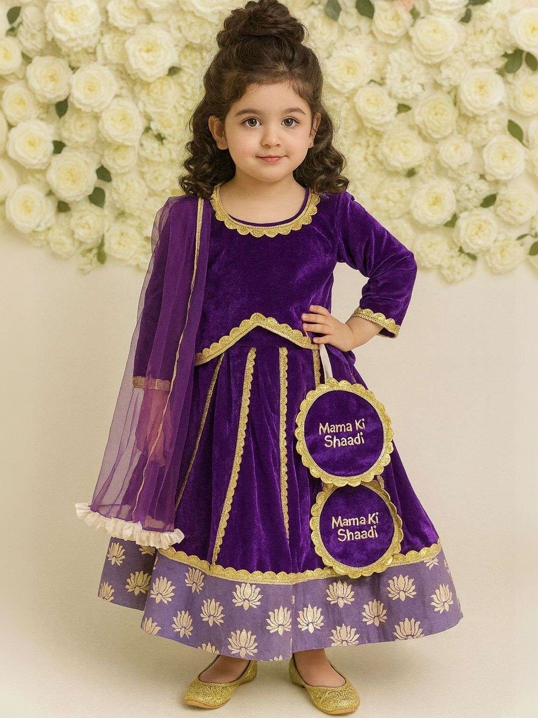 The Little Tales Girls Embellished Sequinned Semi-Stitched Lehenga & Blouse With Dupatta-picture-27