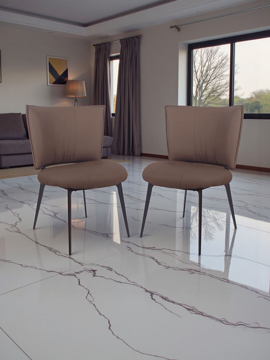 THE ATTIC 2-Pcs Brown & Black Dining Chairs