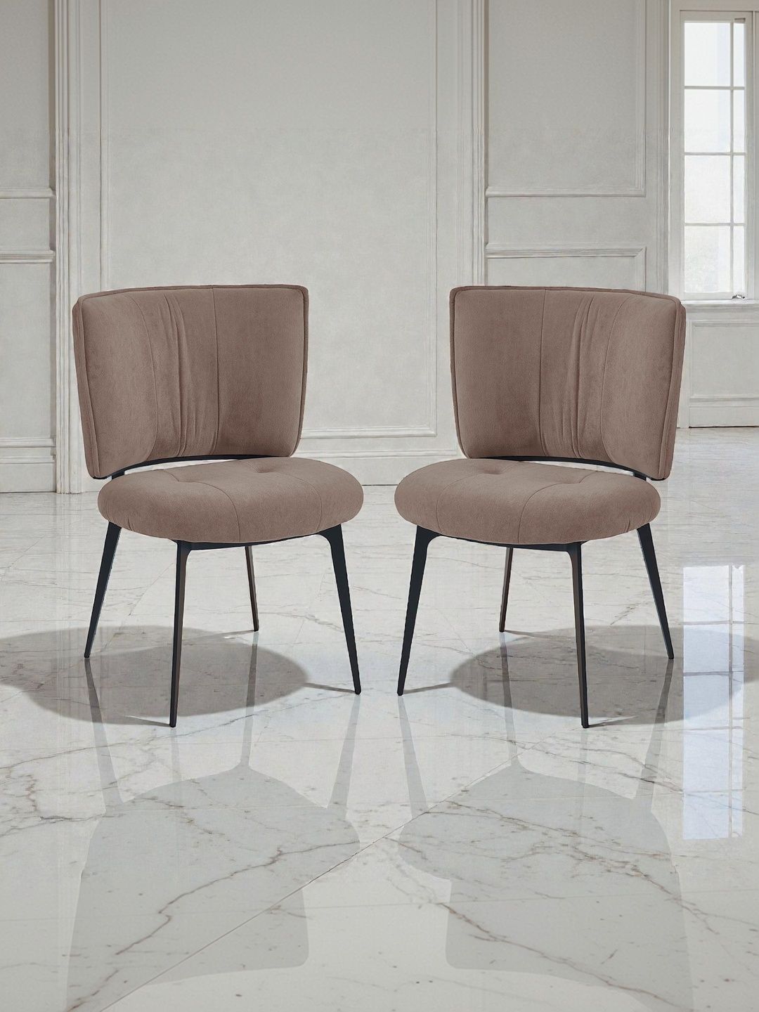 THE ATTIC 2-Pcs Beige & Black Dining Chairs