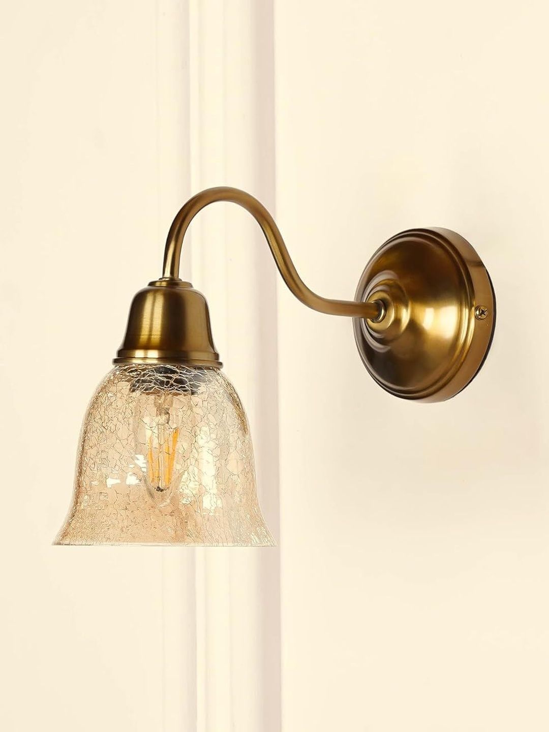 Divine Trends Gold-Toned & Gold-Toned Textured Aluminium Traditional Wall Lamp-picture-39