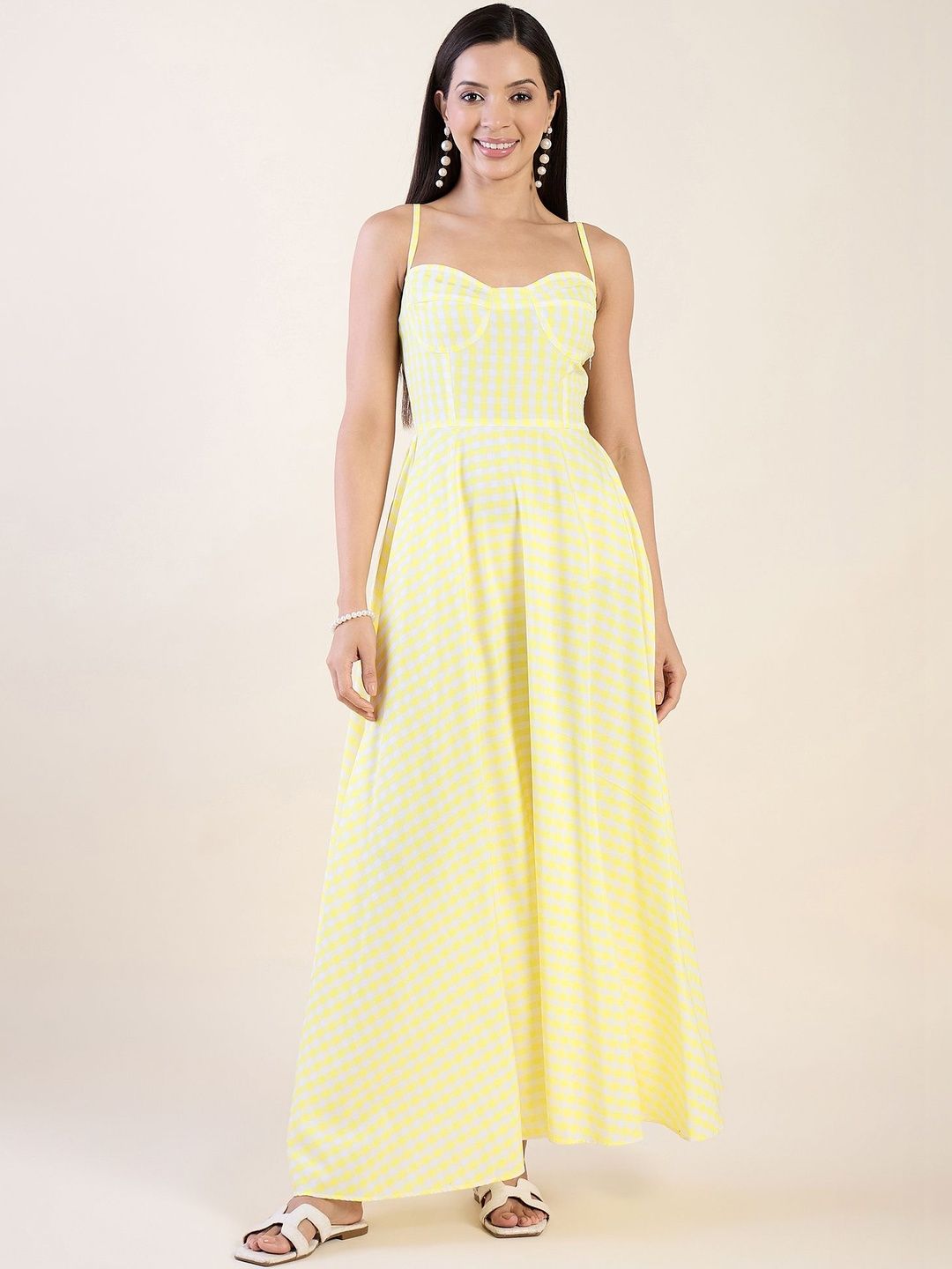 Aayu Checked Fit & Flare Maxi Dress view 5