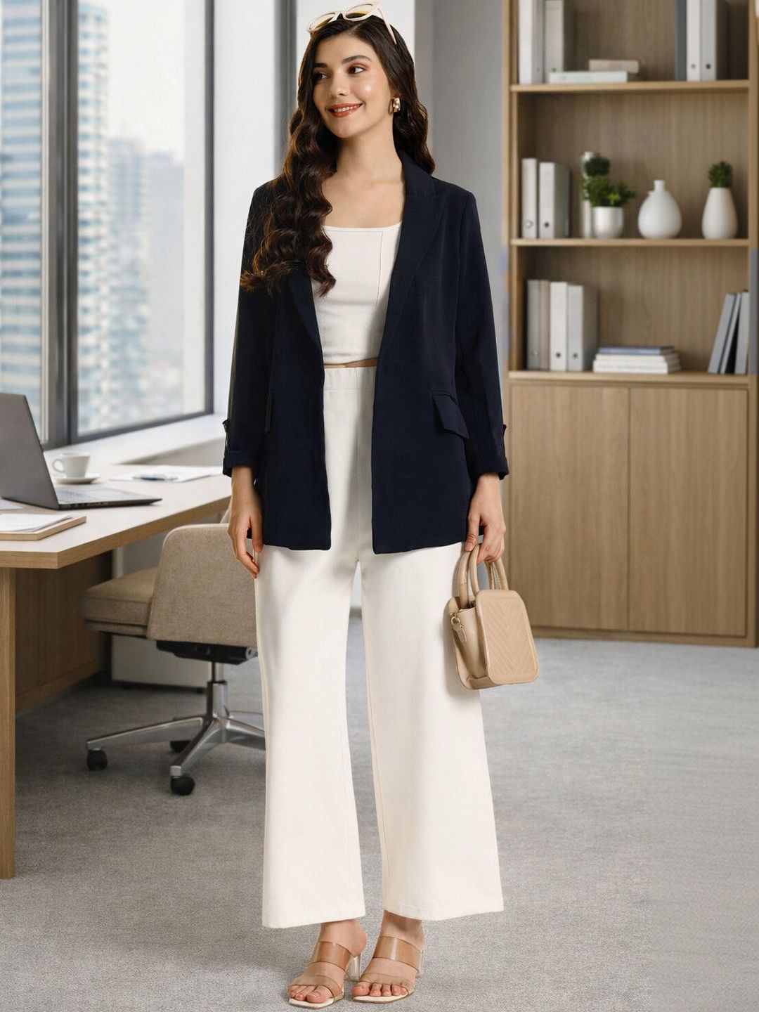 Zastraa Notched Lapel Long Sleeves Single-Breasted Blazers-picture-14
