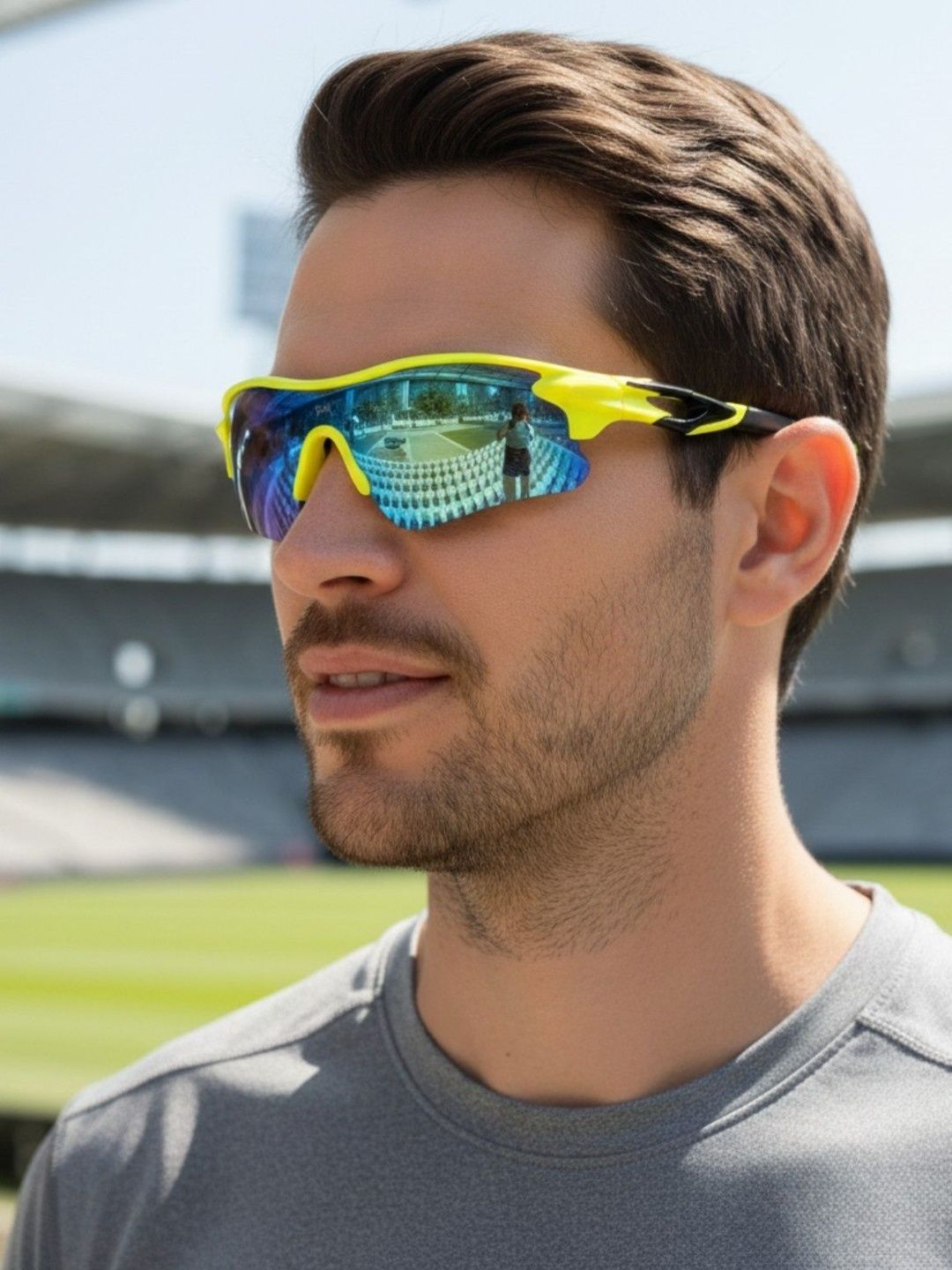 GYNK Men Mirrored Lens & Yellow Sports Sunglasses with-image-34