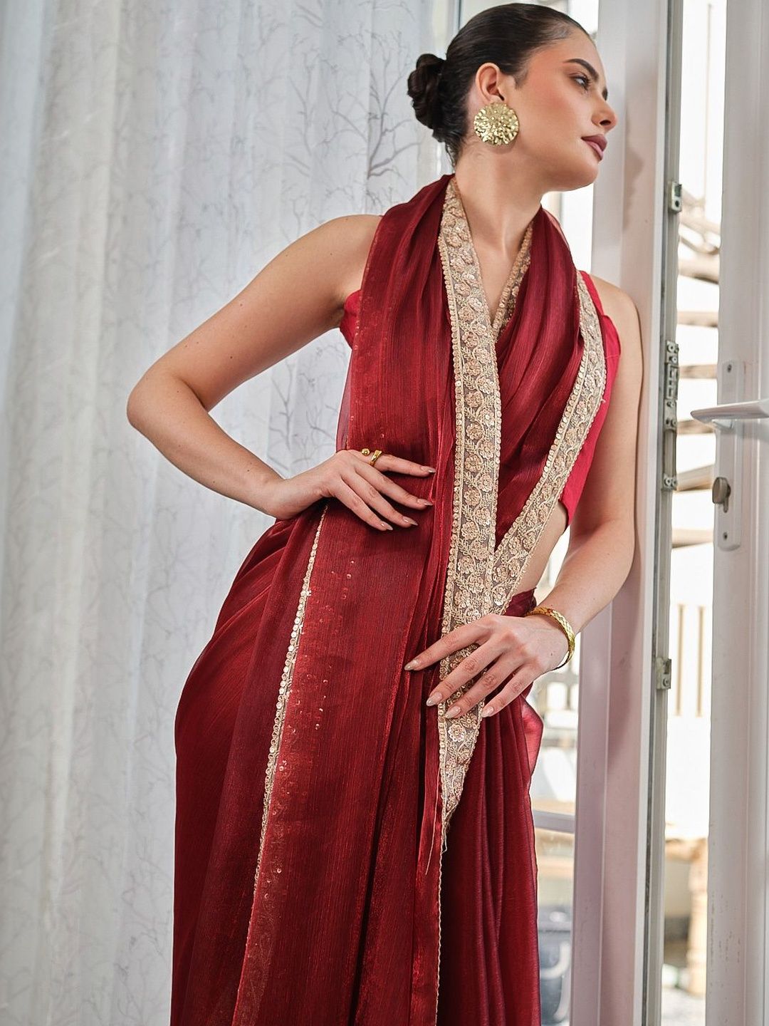 Kalista Embellished Zari Organza Heavy Work Fashion Saree-picture-23