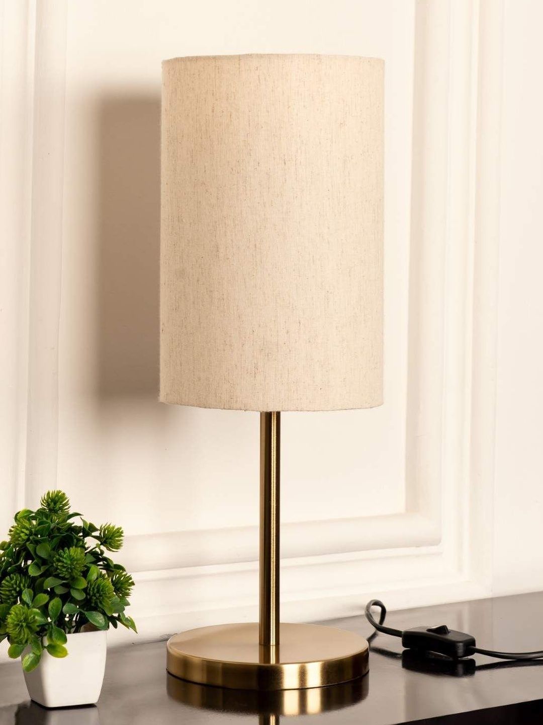 Divine Trends Gold-Toned Metal Contemporary Cylindrical Shaped Table Lamp with Bulb-picture-18