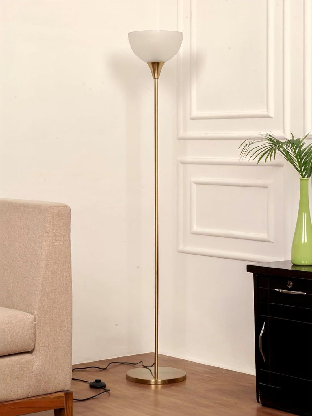 Divine Trends White Metal Semi-Sphere Floor Lamps-image-28
