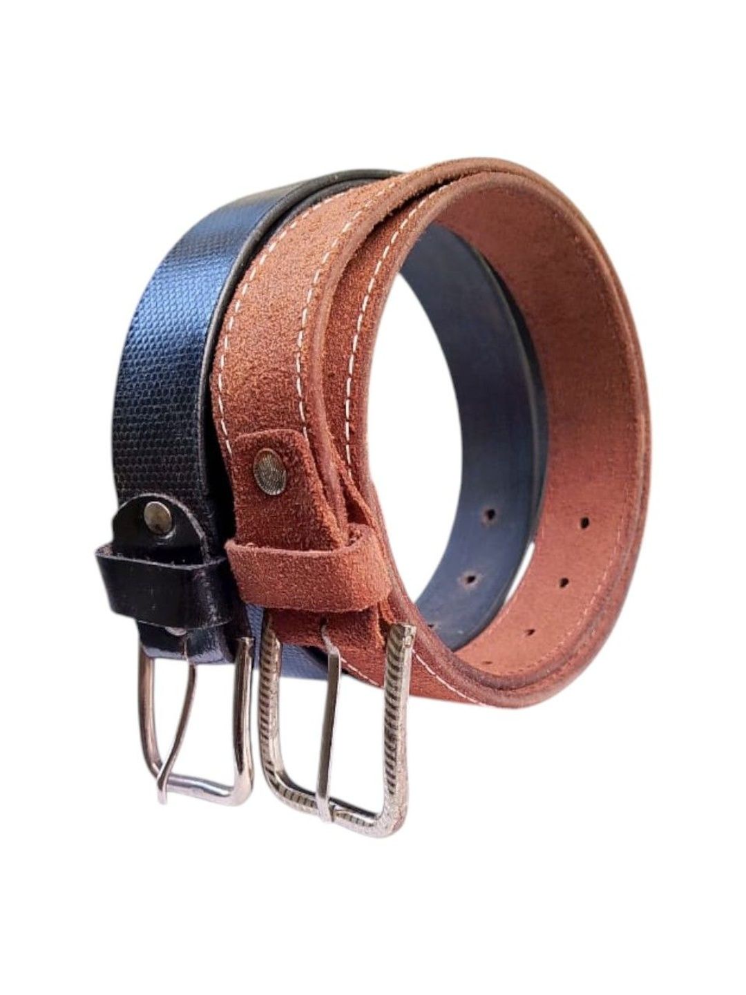 PERKED Set Of 2 Men Textured Leather Belt-picture-15