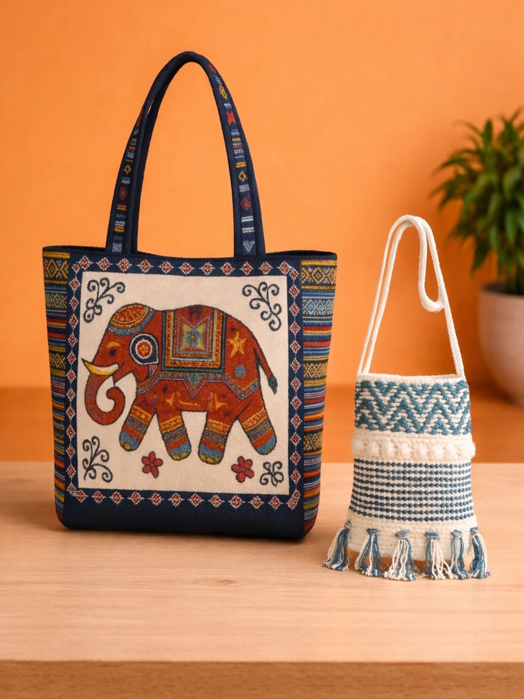 Cult Factory Ethnic Motifs Printed Up to 16 inch Bucket Tote Bag-picture-16