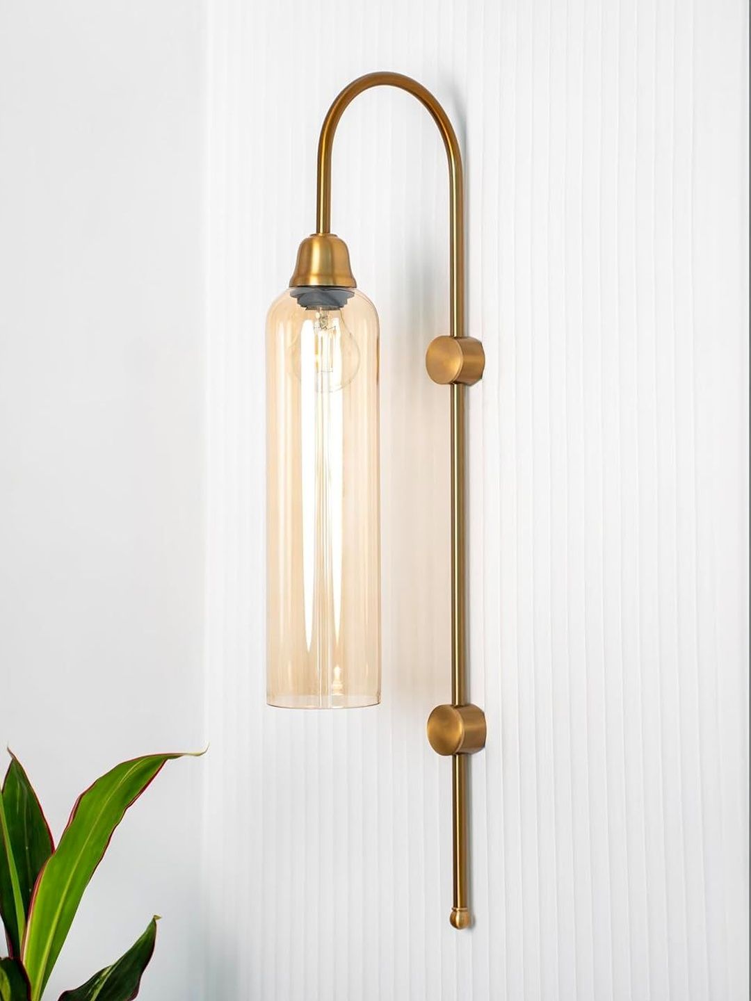 Divine Trends Gold-Toned & Bronze-Toned Textured Metal Cylinder Shaped Wall Lamp-picture-33