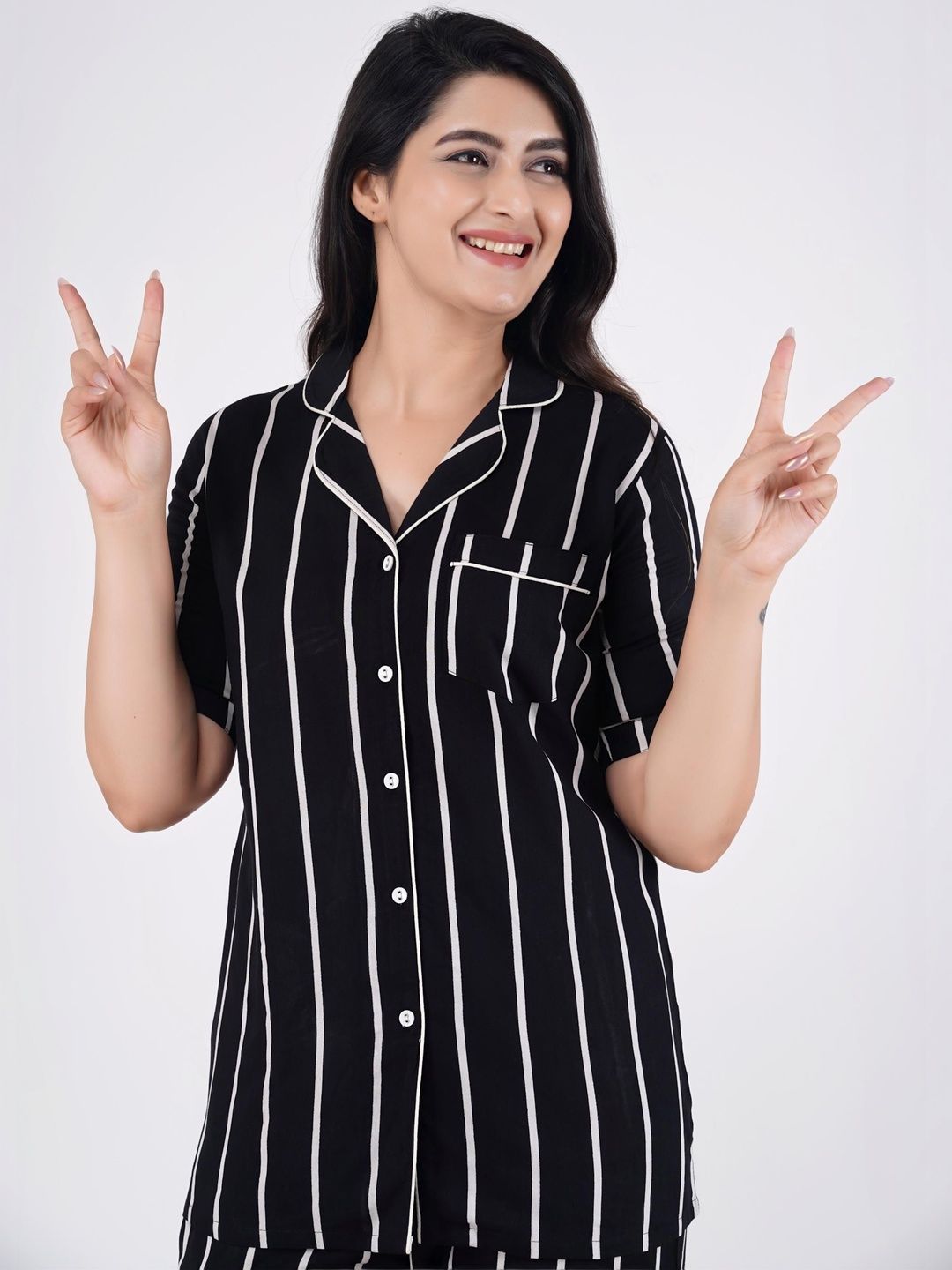 PRADHRUHE Women Striped Night suit-picture-47