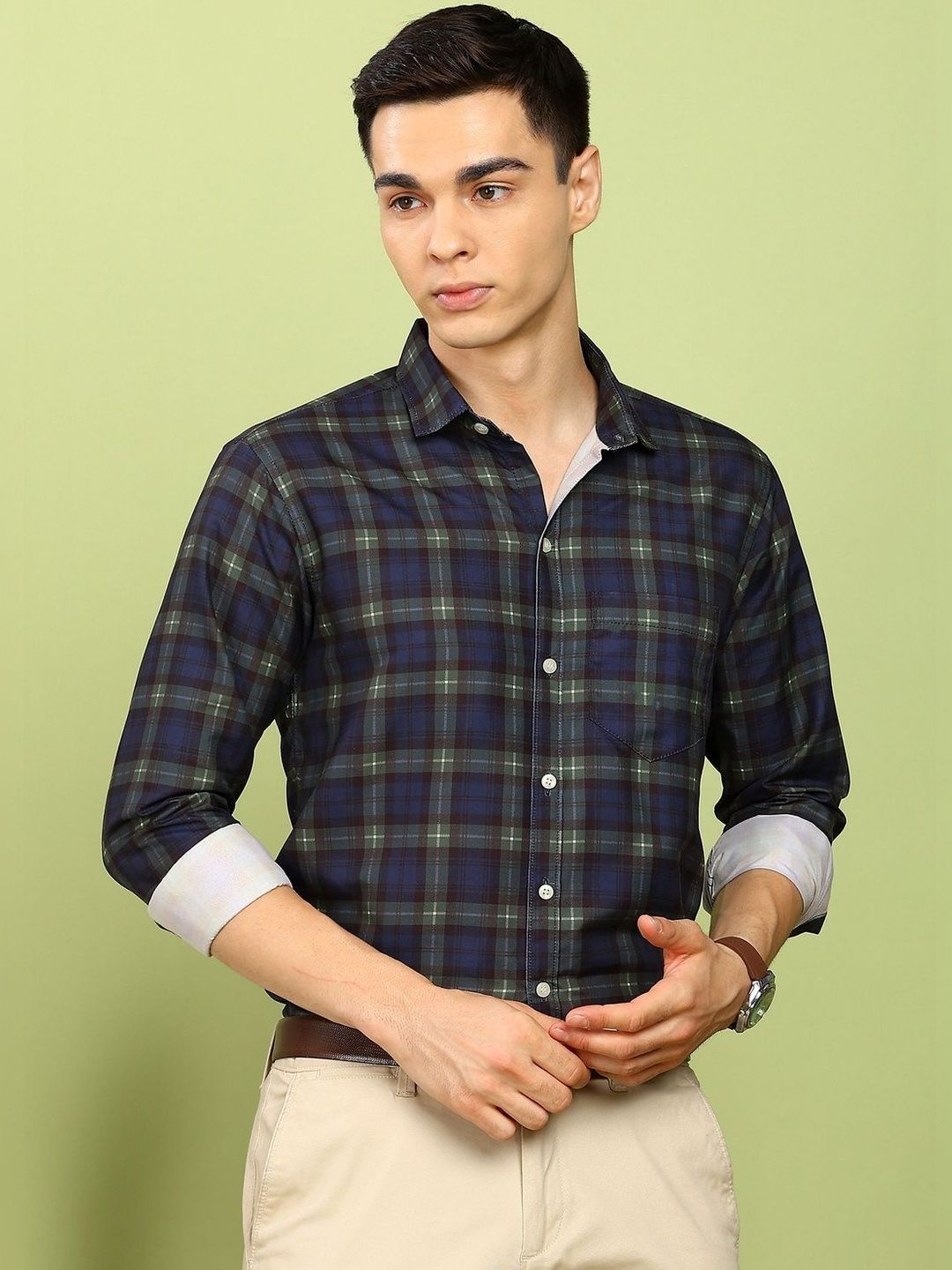 SZN Men Slim Fit Checked Casual Shirt-image-39