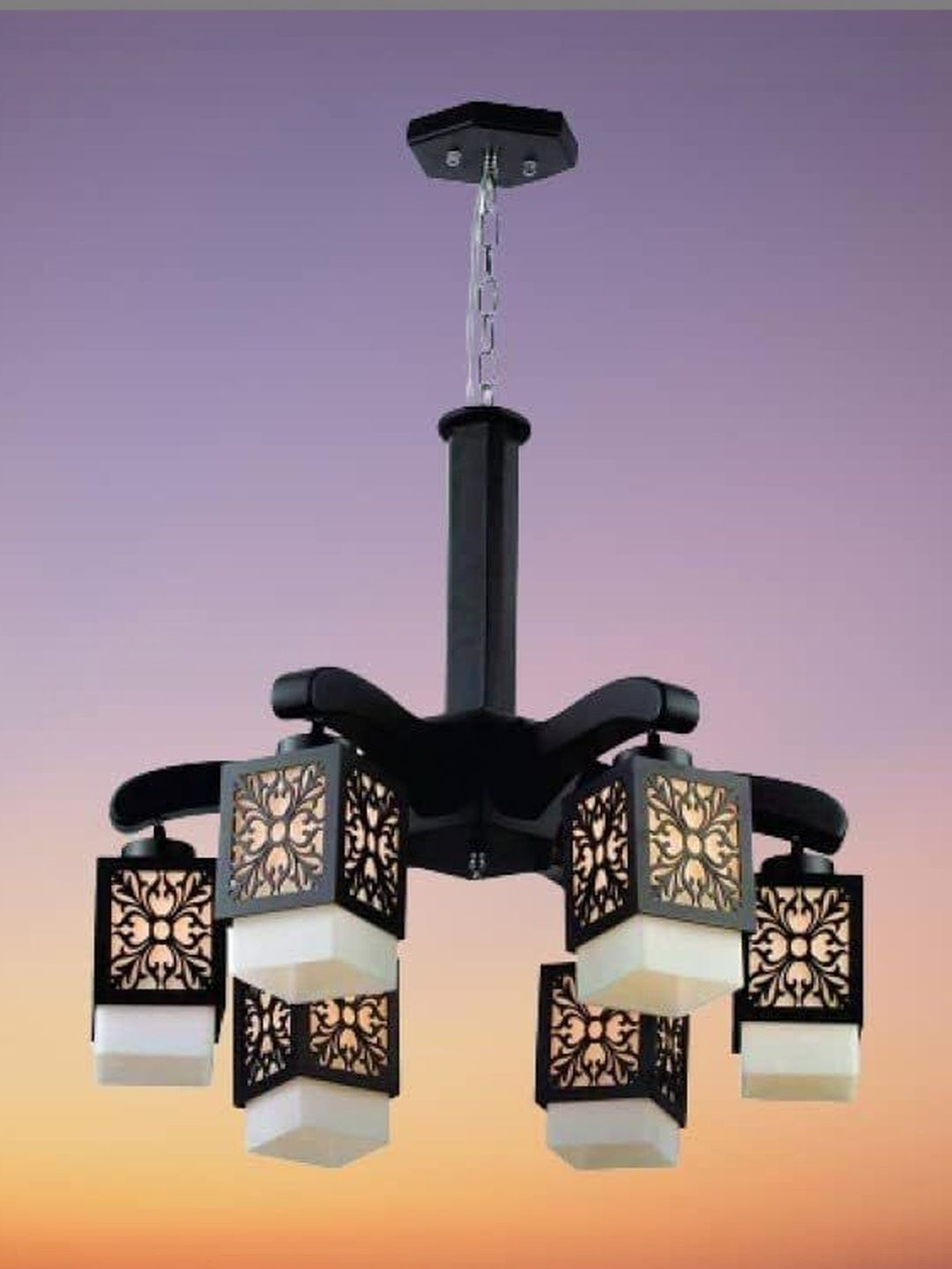 SWIATLO Black & Black Textured Traditional Ceiling Lamp-image-7