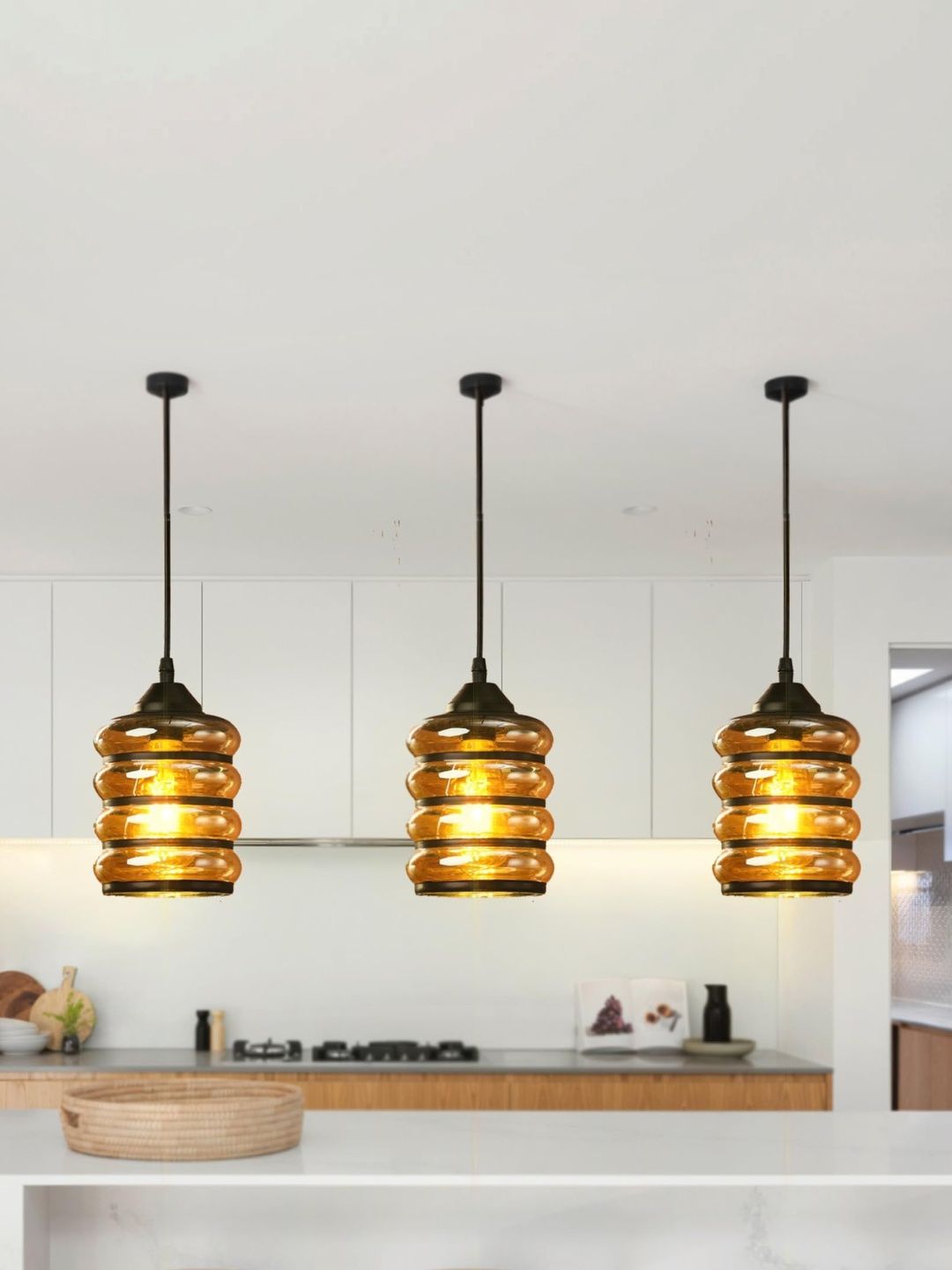 SWIATLO Brown & Copper-Toned Textured Glass Ceiling Lamp-image-32