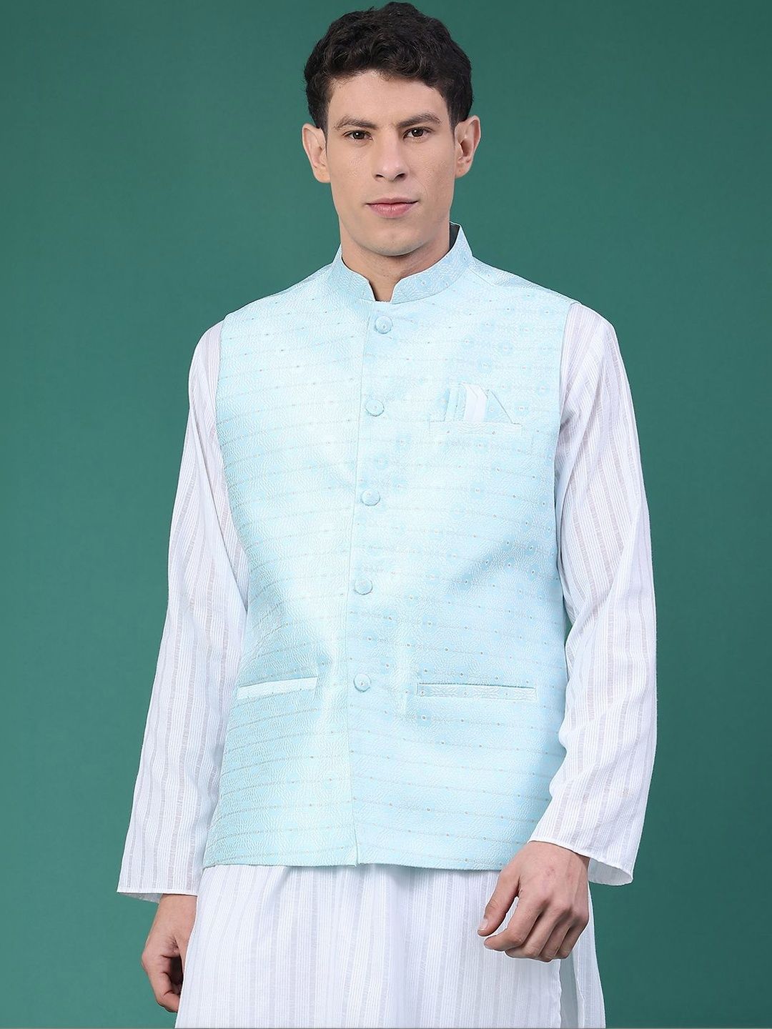 V-Mart Self Design Woven Nehru Jackets-picture-27