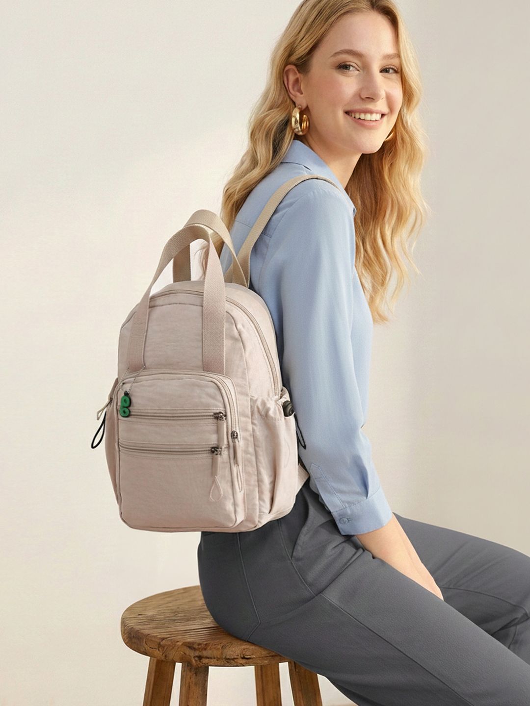 glitchez Women Solid Yoke-Style Backpack