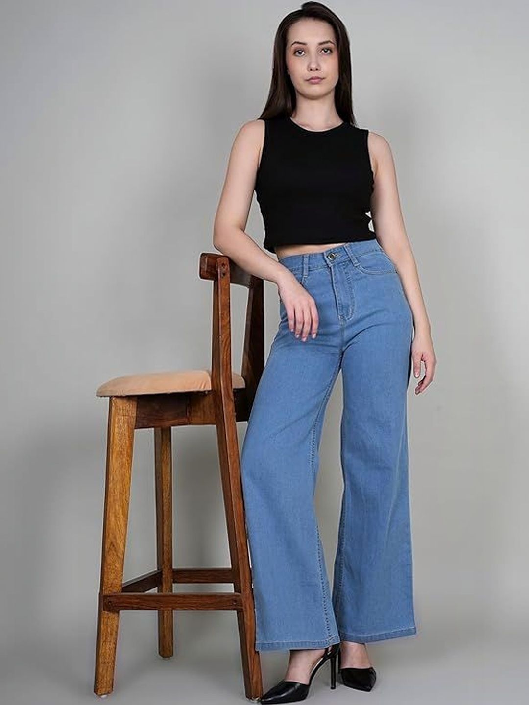 4WRD by Dressberry Women Wide Leg High-Rise Stretchable Jeans-picture-14