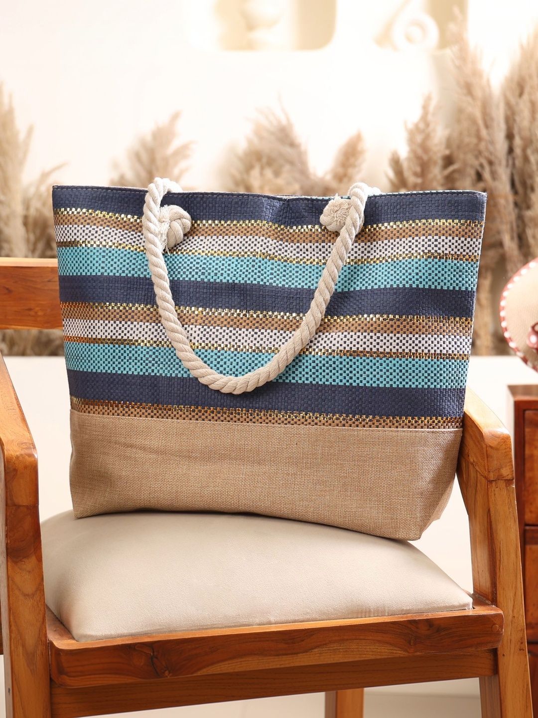 Abbana Striped Shopper Tote Bag-picture-36
