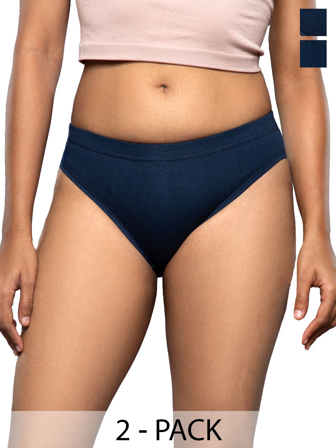 BLISSNATURAL Pack Of 2 Cotton Mid-Rise Hipster Briefs-picture-37