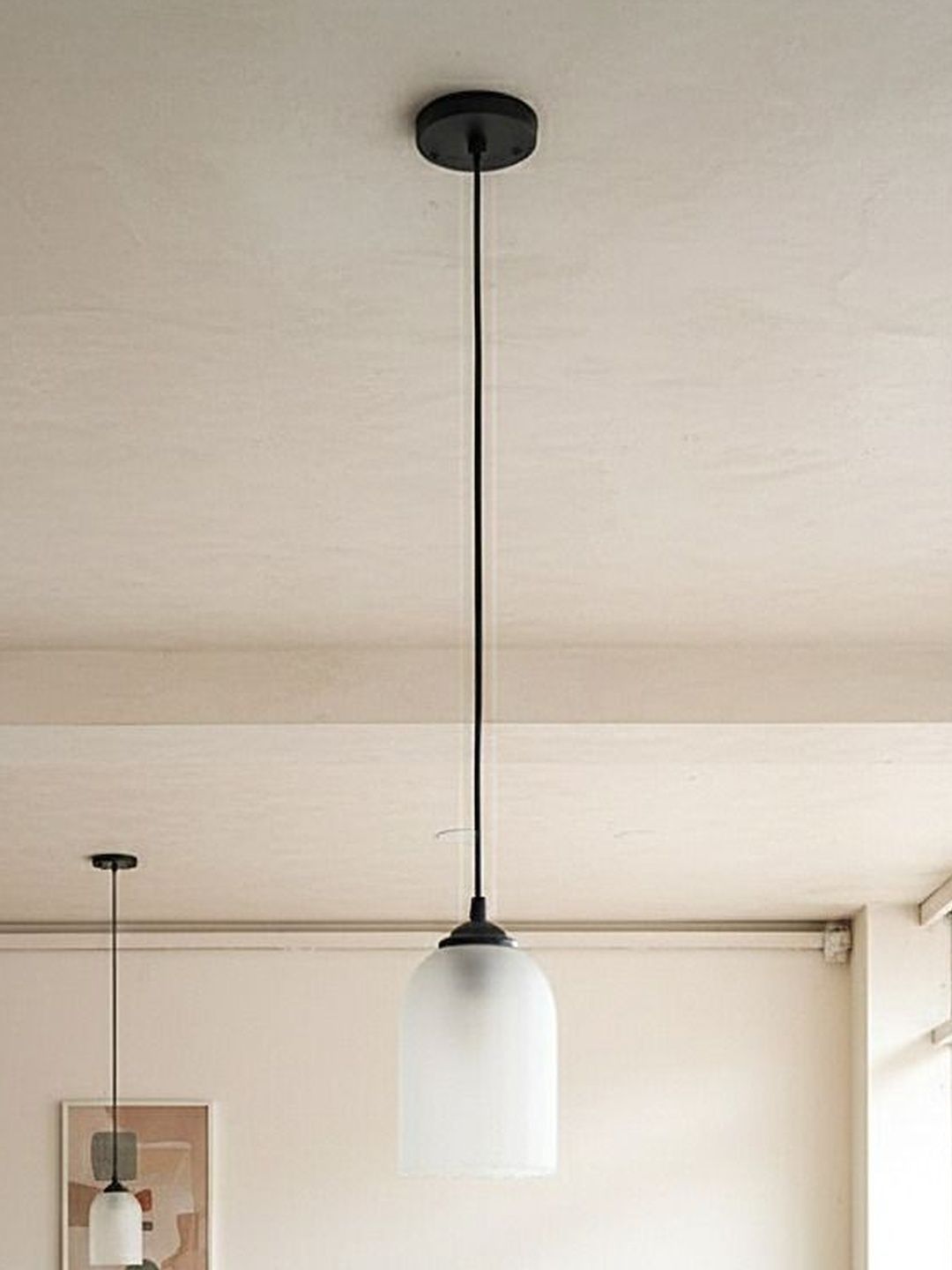 LHC White & White Glass Contemporary Ceiling Lamp