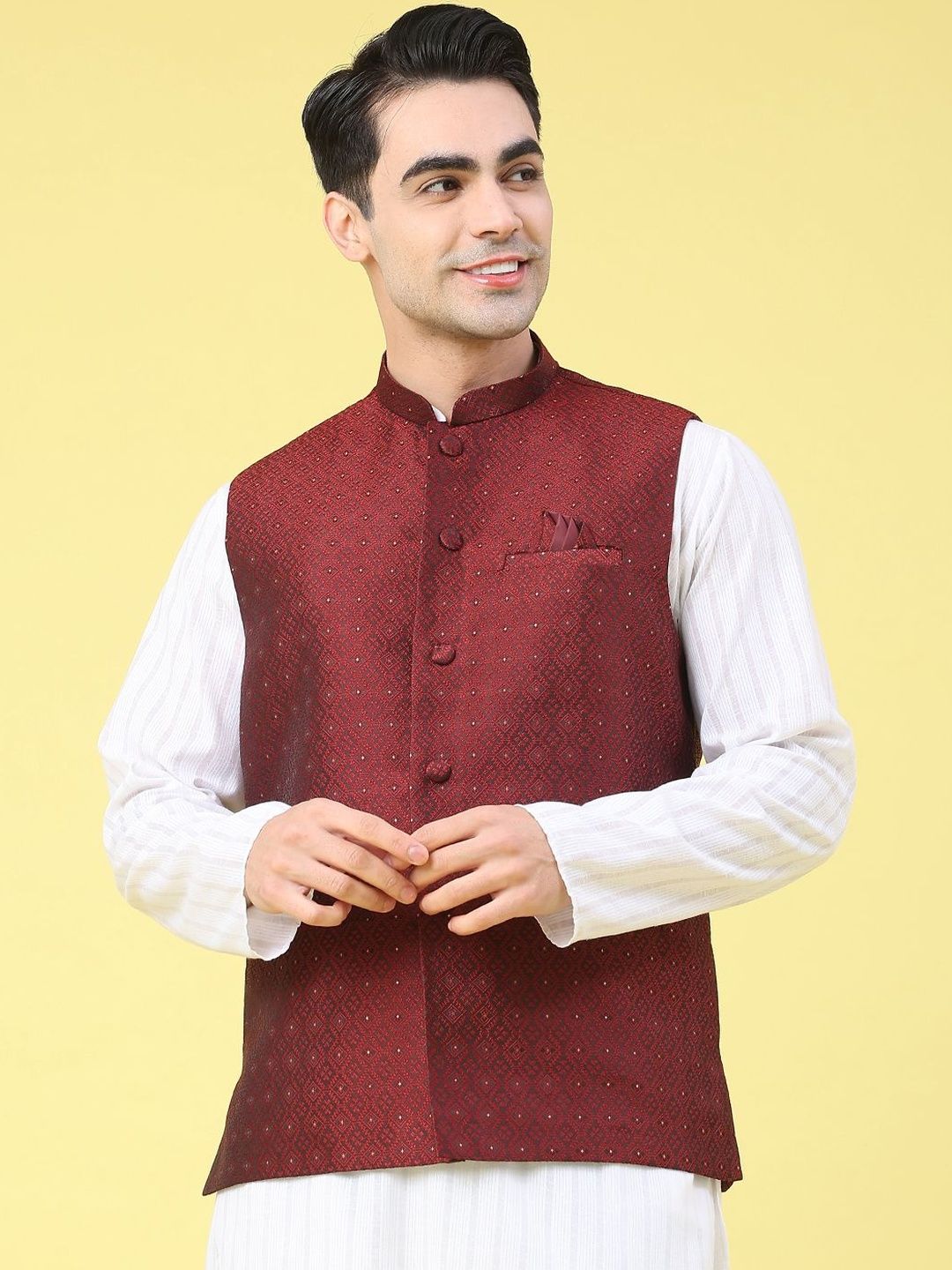 V-Mart Self Design Woven Nehru Jacket-picture-32