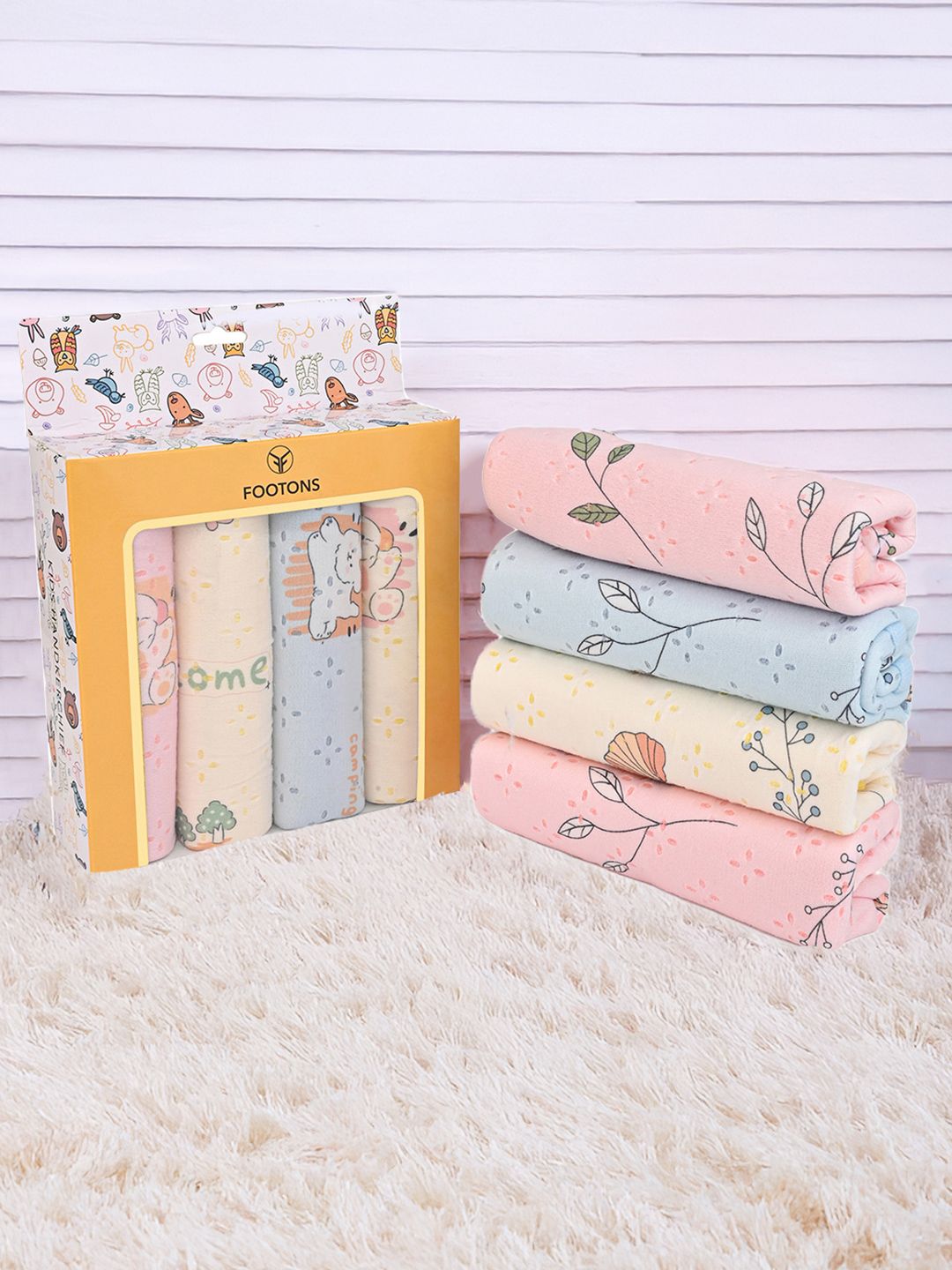 FOOTONS Kids Pack Of 4 Printed Cotton Handkerchief-picture-14