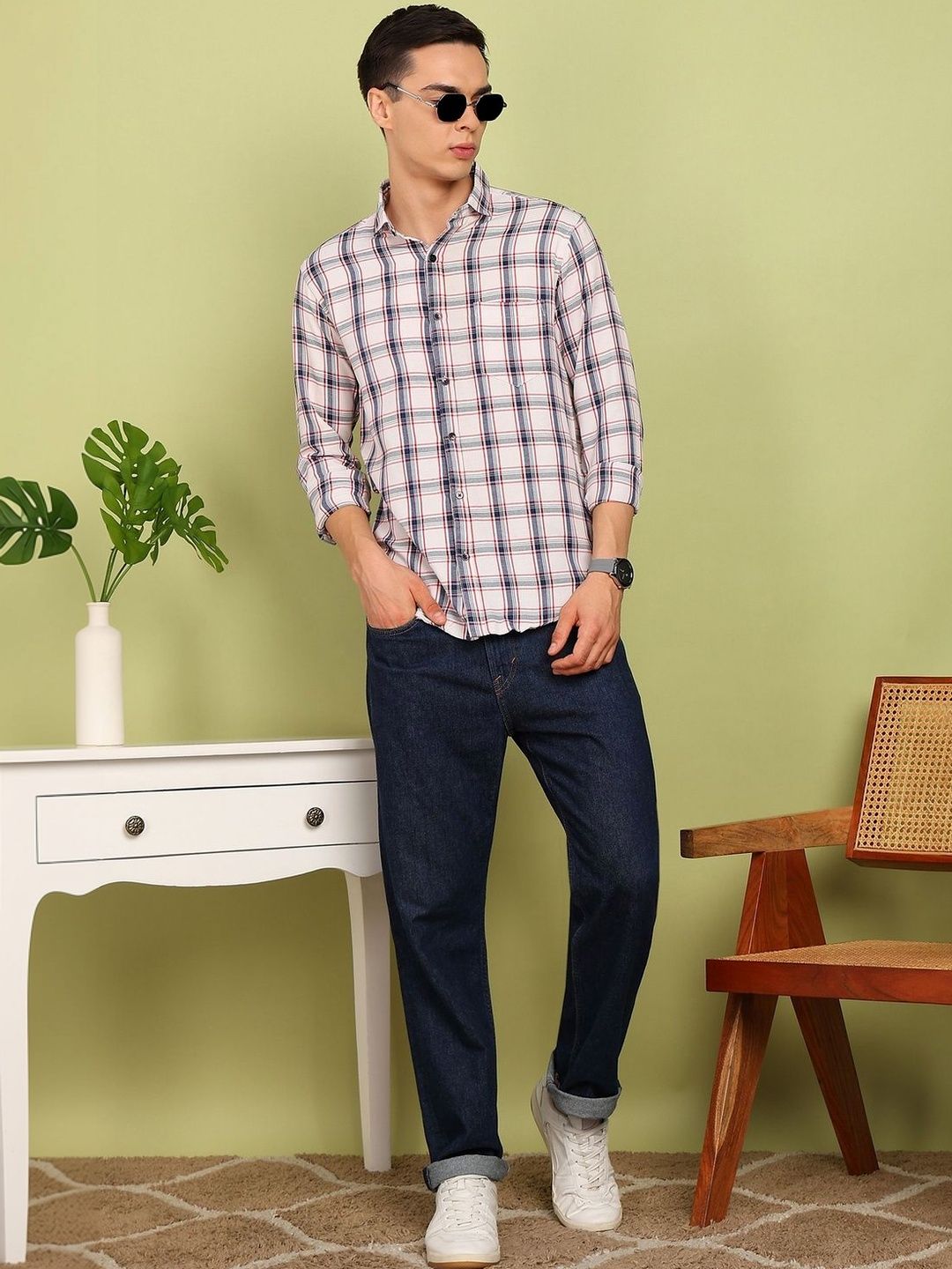 SZN Men Slim Fit Checked Casual Shirt-picture-50