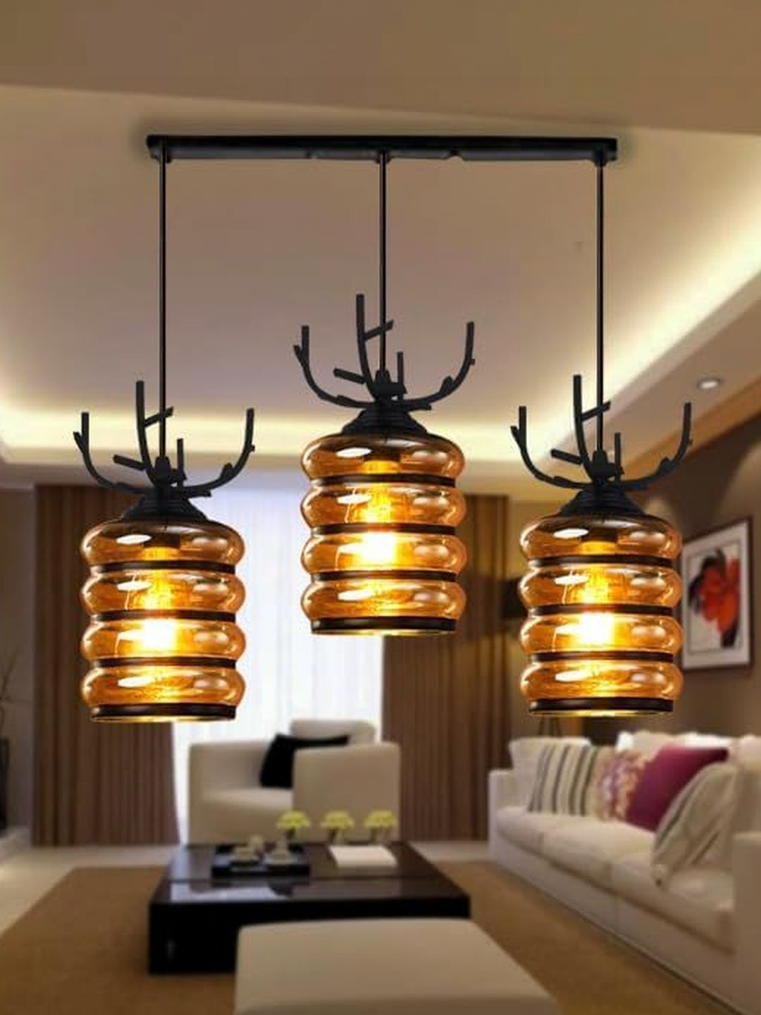 SWIATLO Brown & Black Textured Glass Ceiling Lamp-image-10
