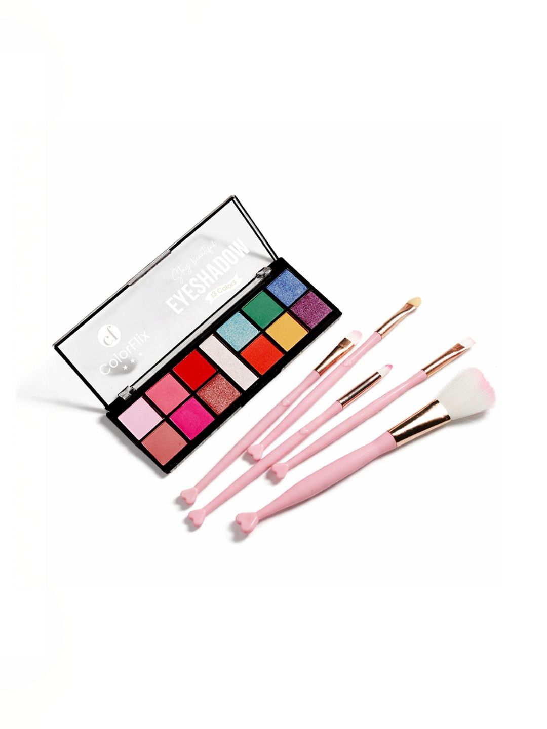 COLORFLIX Set Of 13-Color Eyeshadow Palette - 20 g With 5 Soft Makeup Brushes-image-1