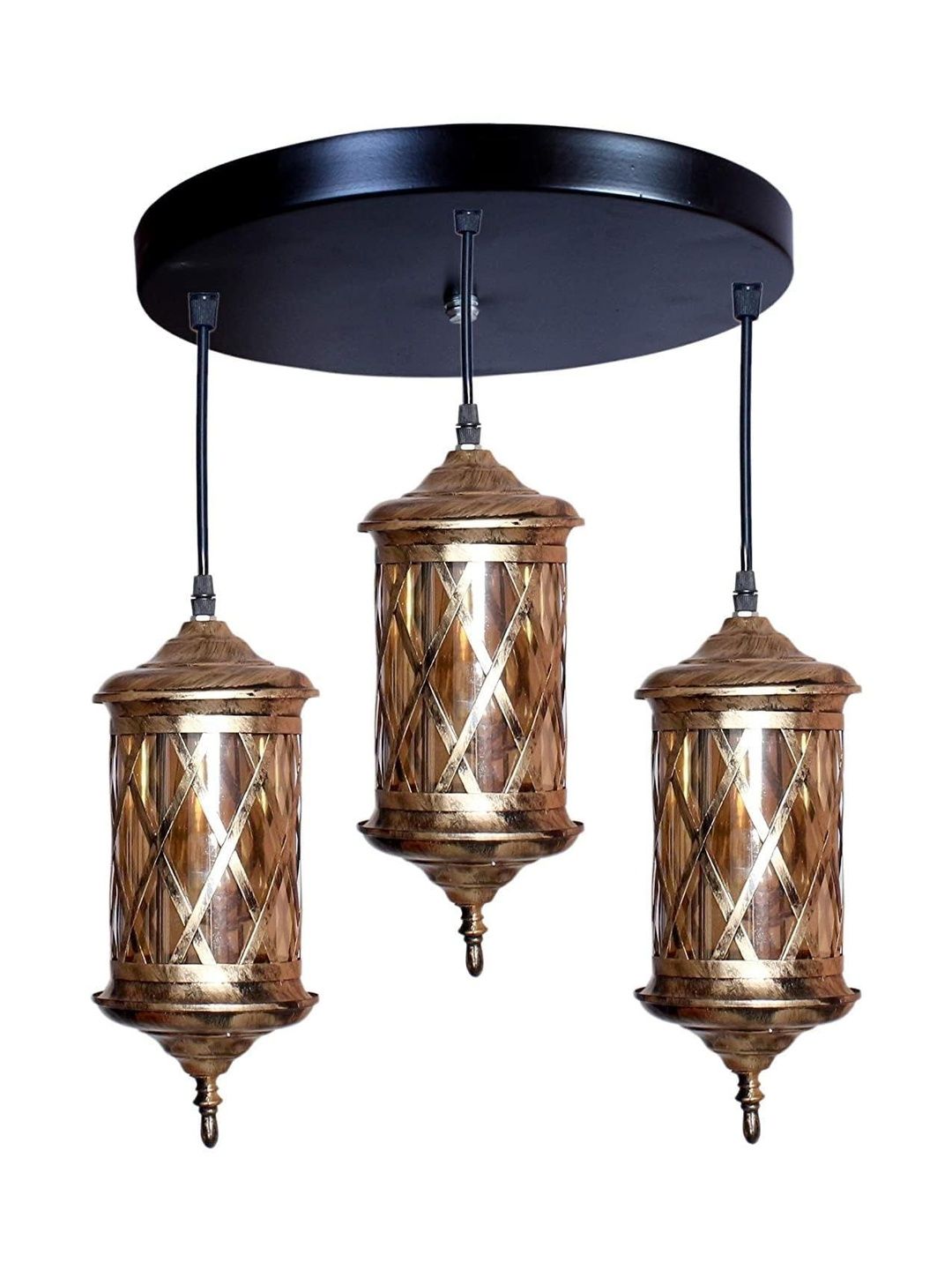 SWIATLO Gold-Toned & Gold-Toned Textured Traditional Ceiling Lamp-picture-43