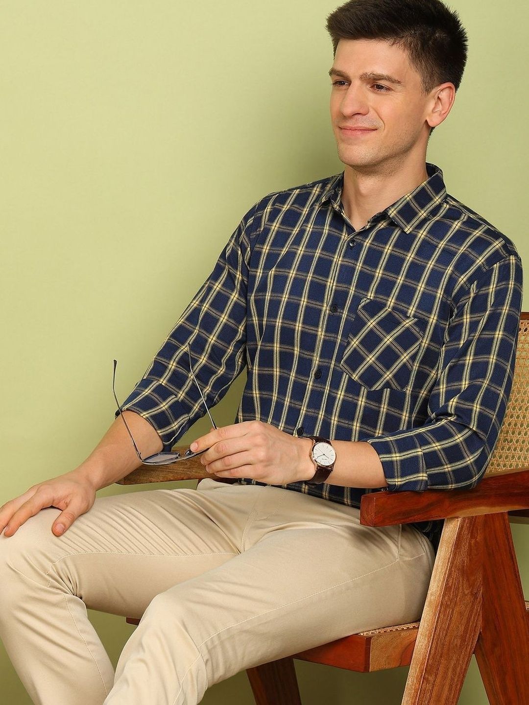 SZN Men Slim Fit Tartan Checks Checked Casual Shirt-picture-38