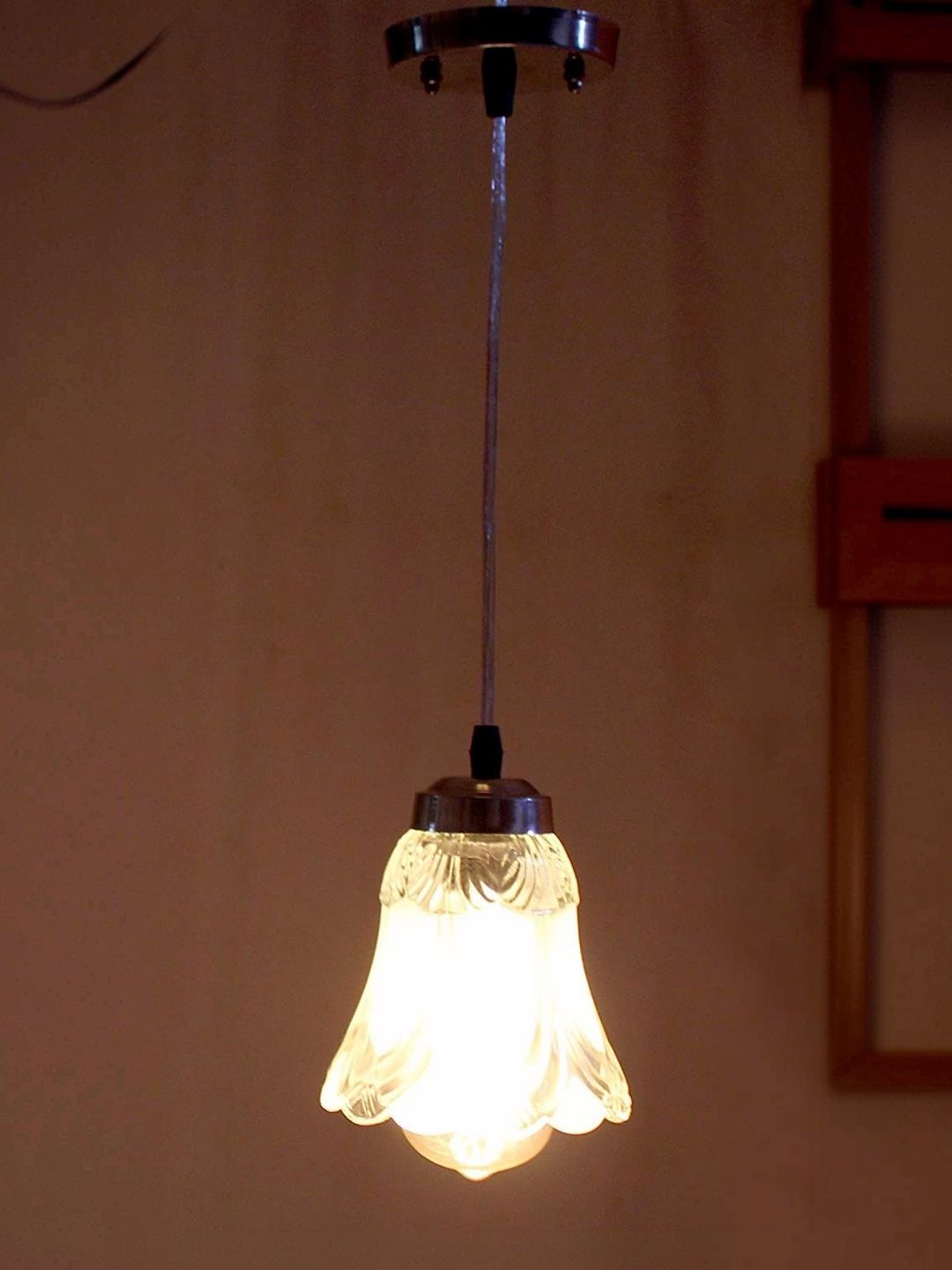 SWIATLO Transparent & Silver-Toned Textured Glass Traditional Ceiling Lamp-picture-25
