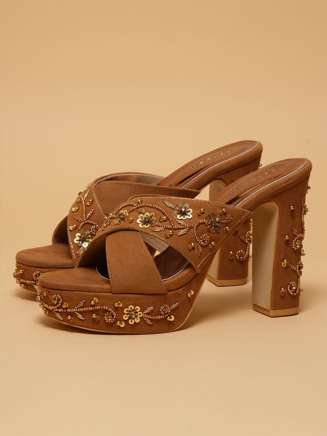 ERIDANI Embellished Party Block Mules-picture-50