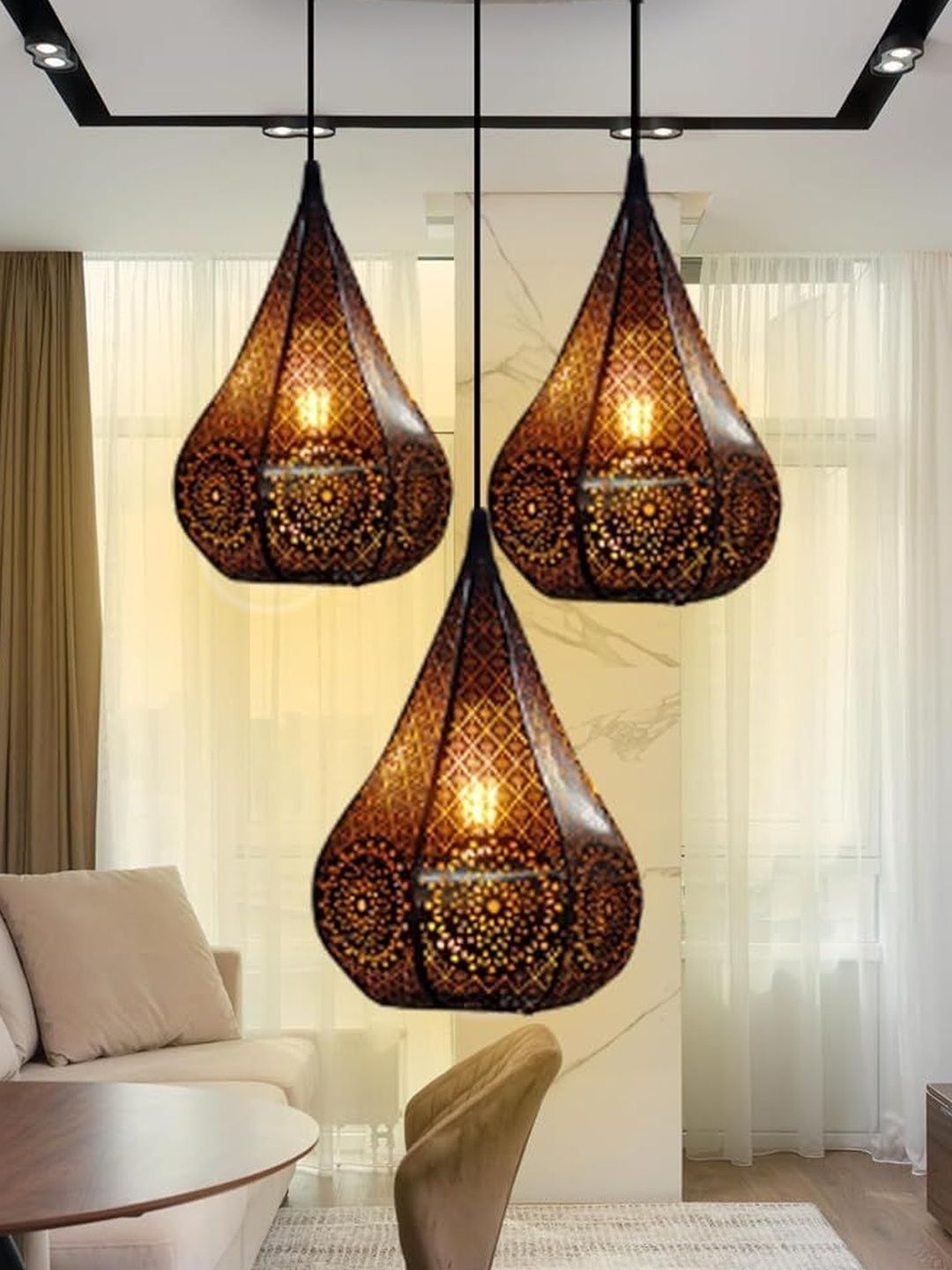 SWIATLO Black & Copper-Toned Textured Ceiling Lamp-picture-28