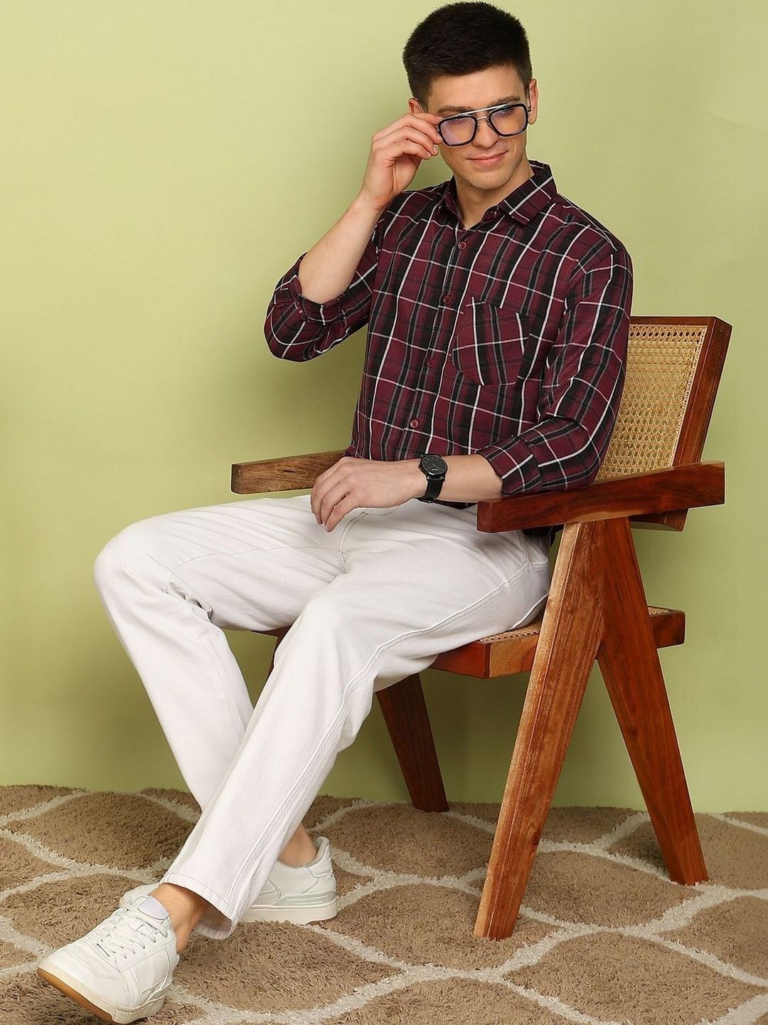 SZN Men Slim Fit Tartan Checks Checked Casual Shirt-picture-28