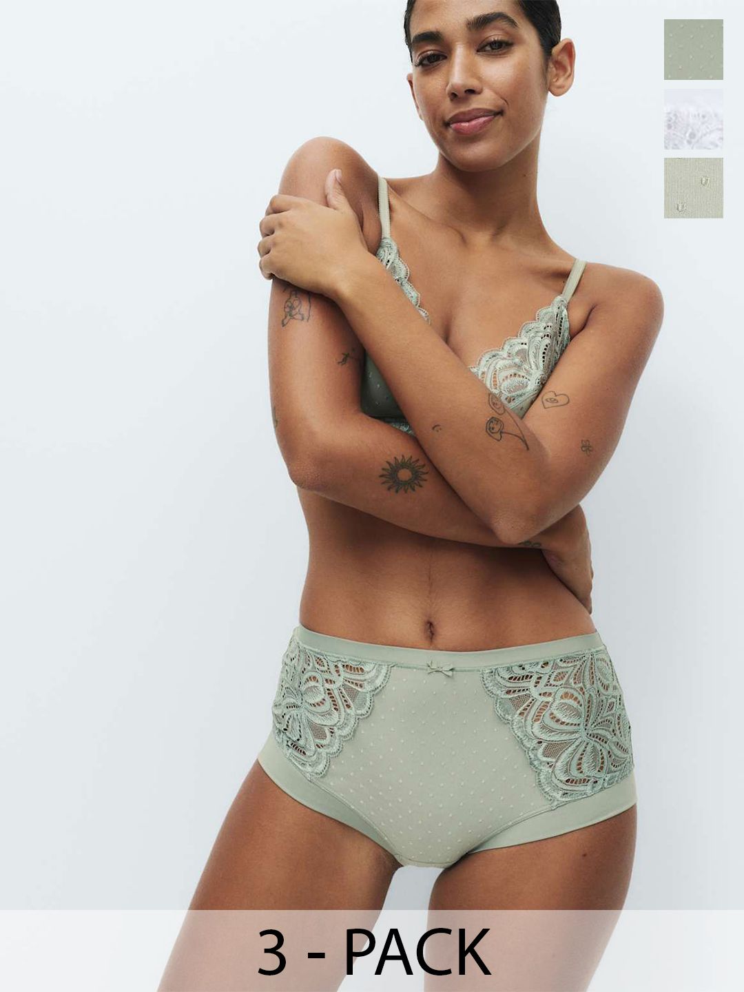 Marks & Spencer Pack Of 3 Self Design High-Rise Basic Briefs-picture-57
