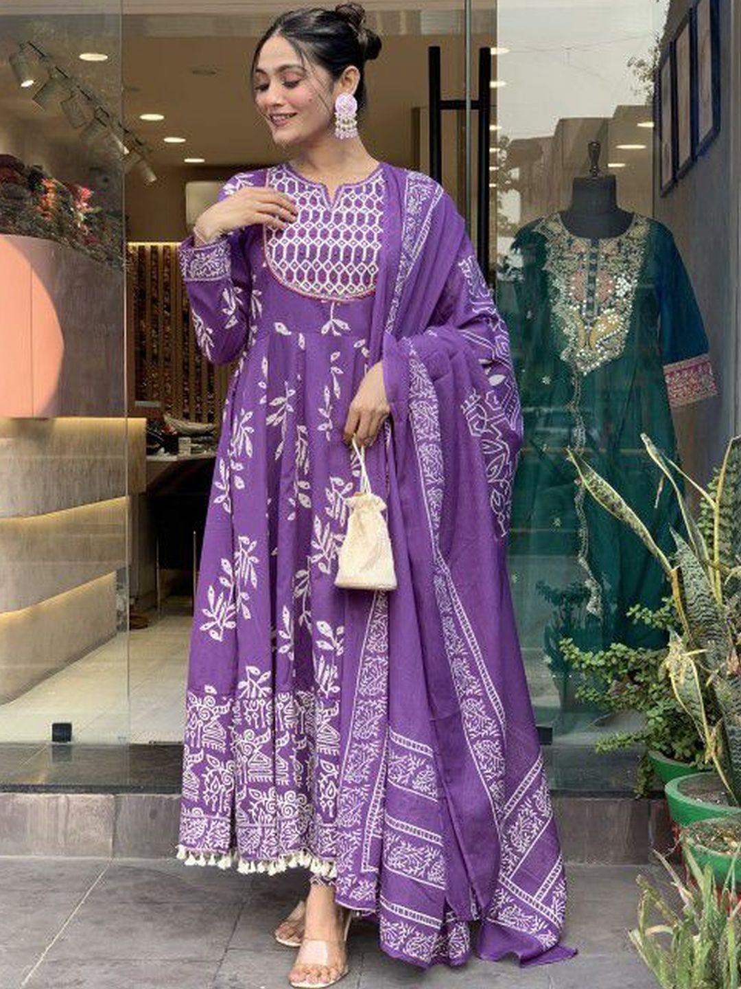 Keitra Women Ethnic Motifs Printed Empire Thread Work Kurta with Trousers & With Dupatta-picture-10