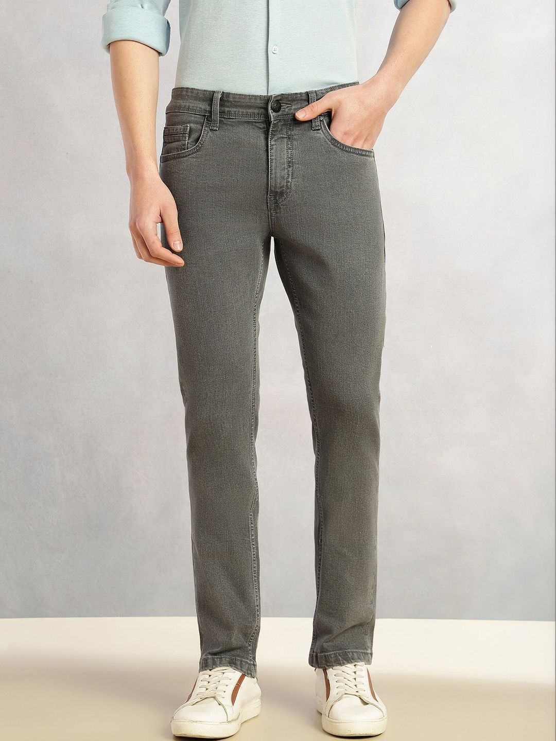 Thomas Scott Men Smart Straight Fit Mid-Rise Light Fade Stretchable Jeans-picture-35