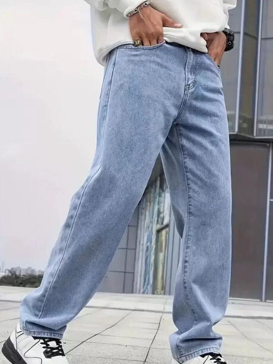 DAIME Men Straight Fit Mid-Rise Light Fade Jeans-picture-25
