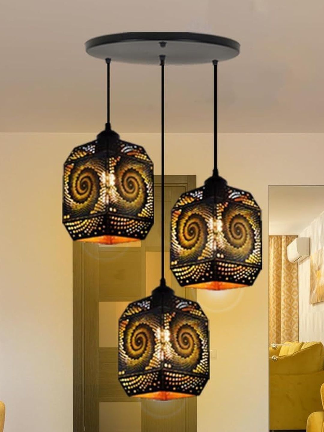 SWIATLO Black & Black Textured Contemporary Ceiling Lamp-picture-51