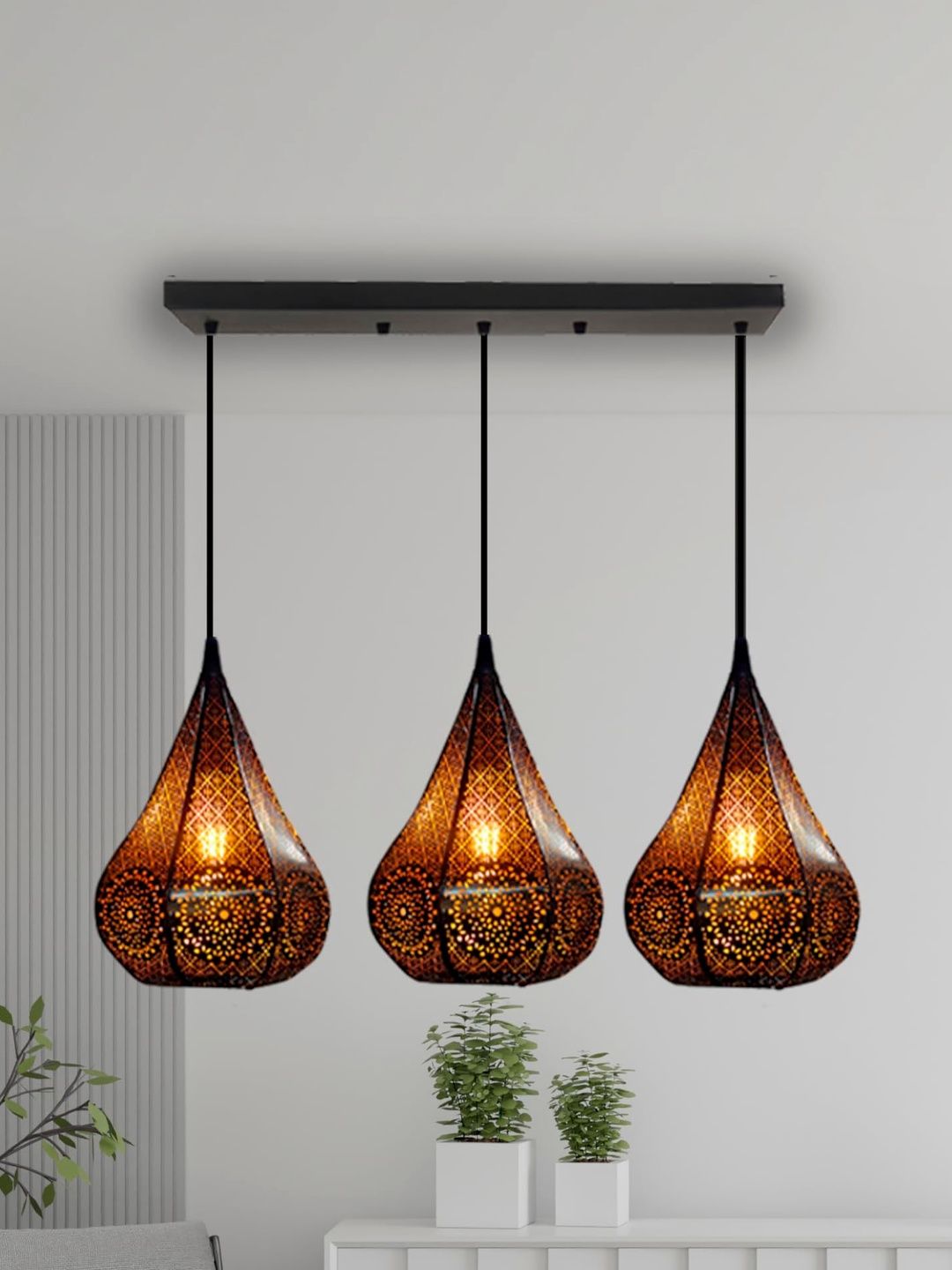 SWIATLO Black & Copper-Toned Textured Ceiling Lamp-picture-48