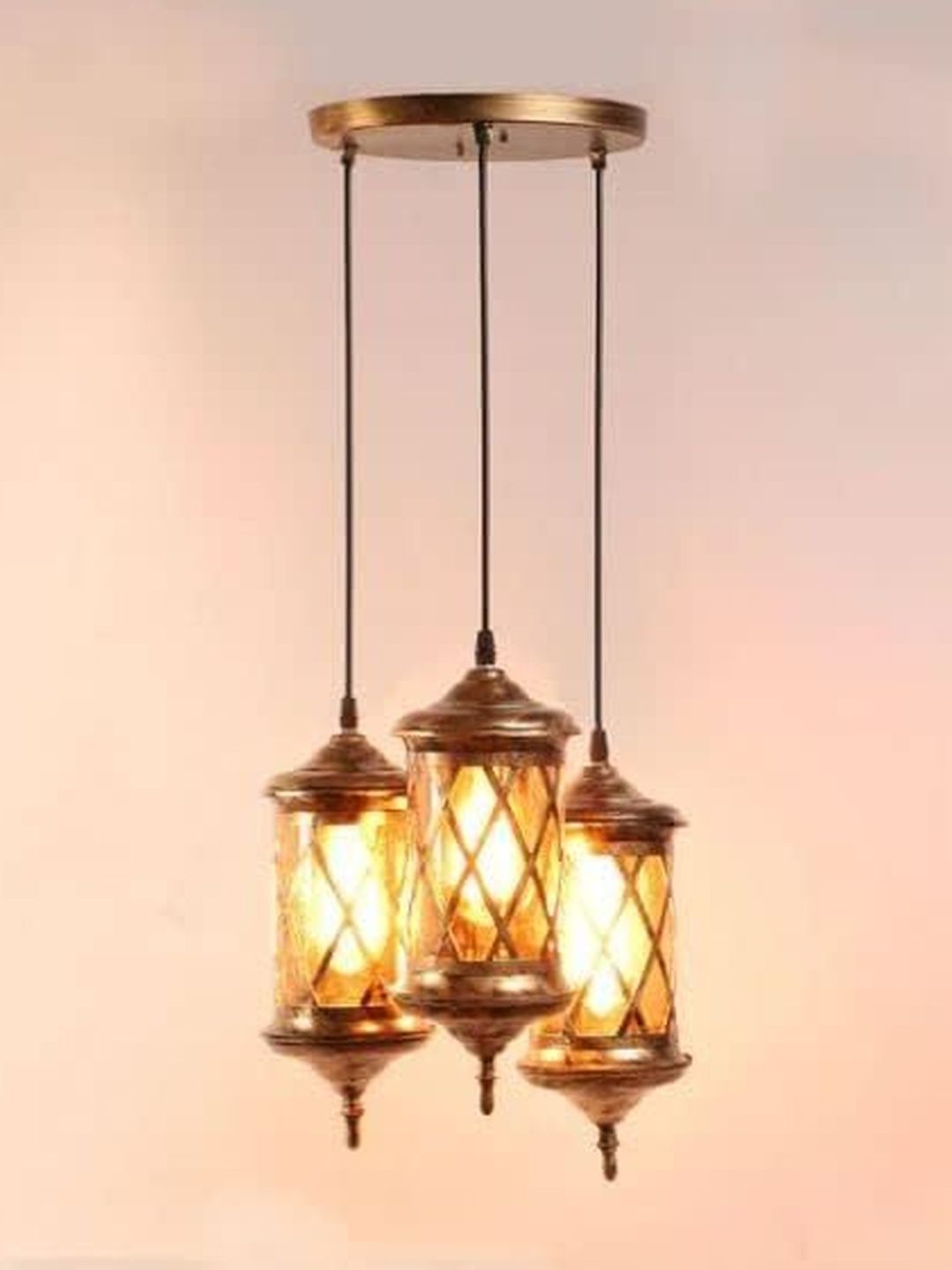SWIATLO Gold-Toned & Bronze-Toned Textured Traditional Ceiling Lamp-picture-45