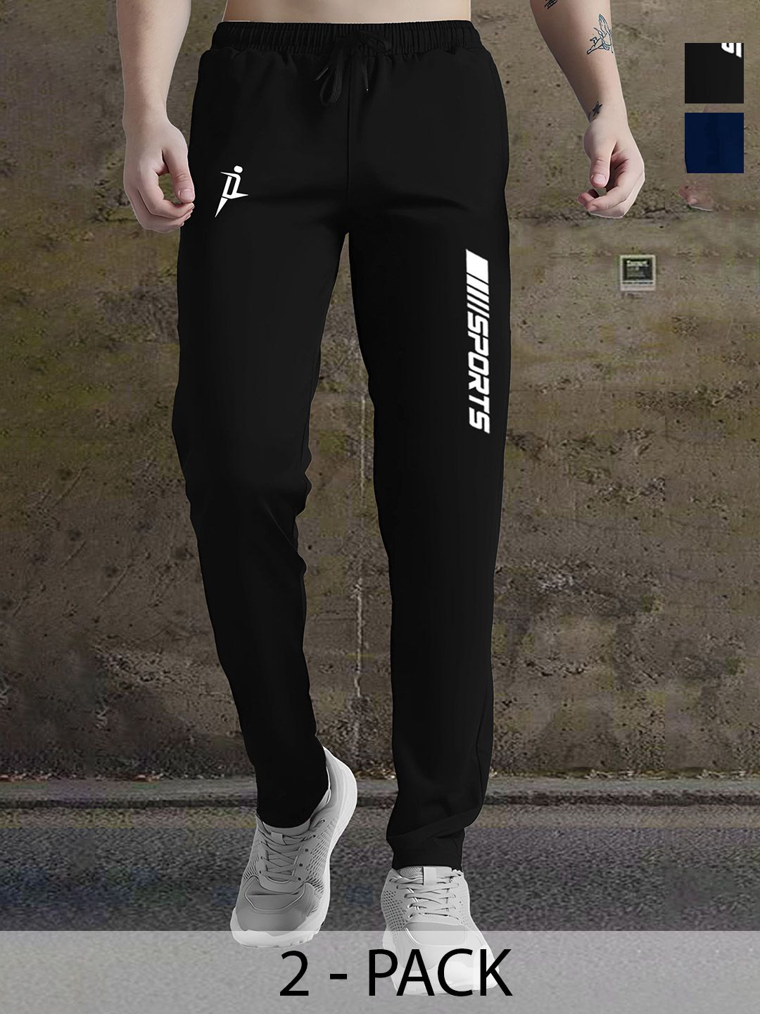 DENLIKE Men Pack Of 2 Mid-Rise Track Pants-picture-18