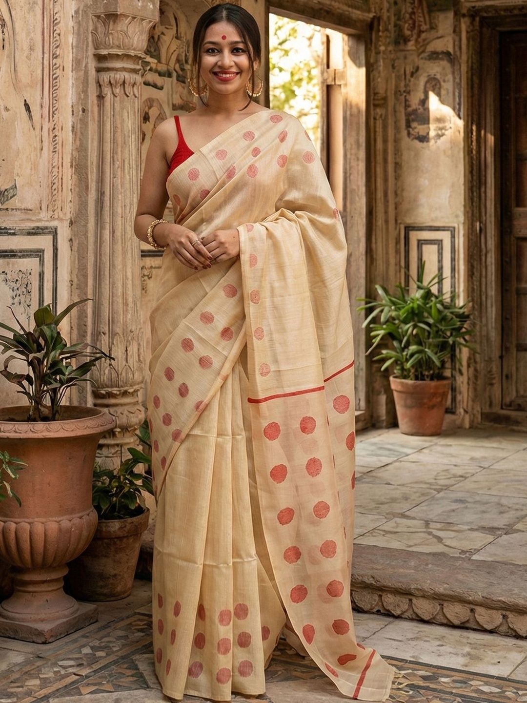 Mitera Polka Dot Kanjeevaram Saree-picture-57