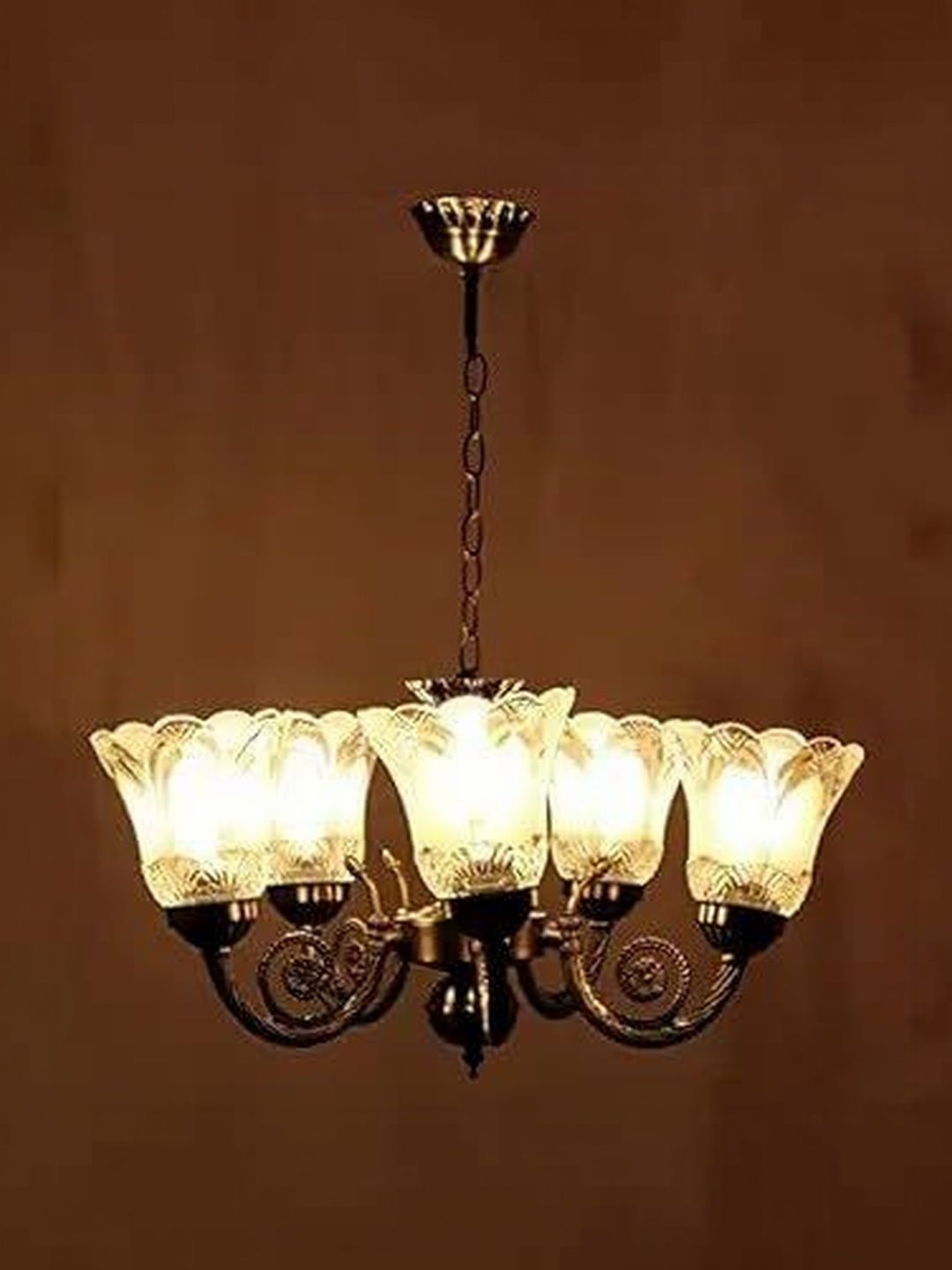 SWIATLO Black & Gold-Toned Textured Traditional Ceiling Lamp-picture-34