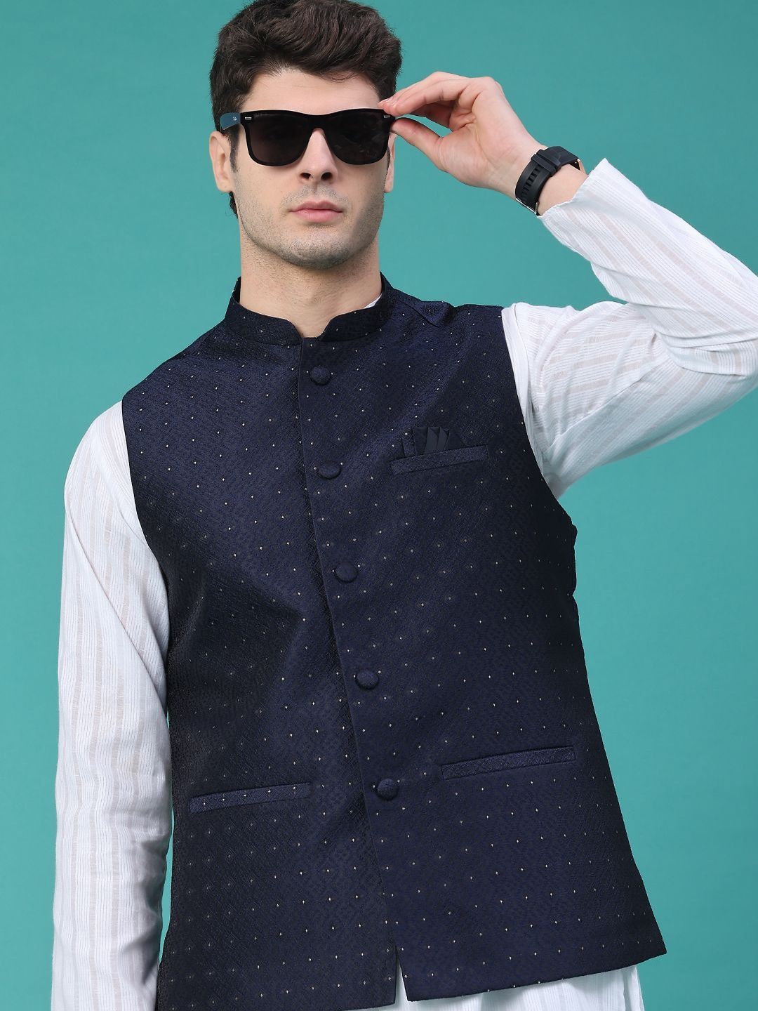 V-Mart Self Design Woven Nehru Jacket-picture-40